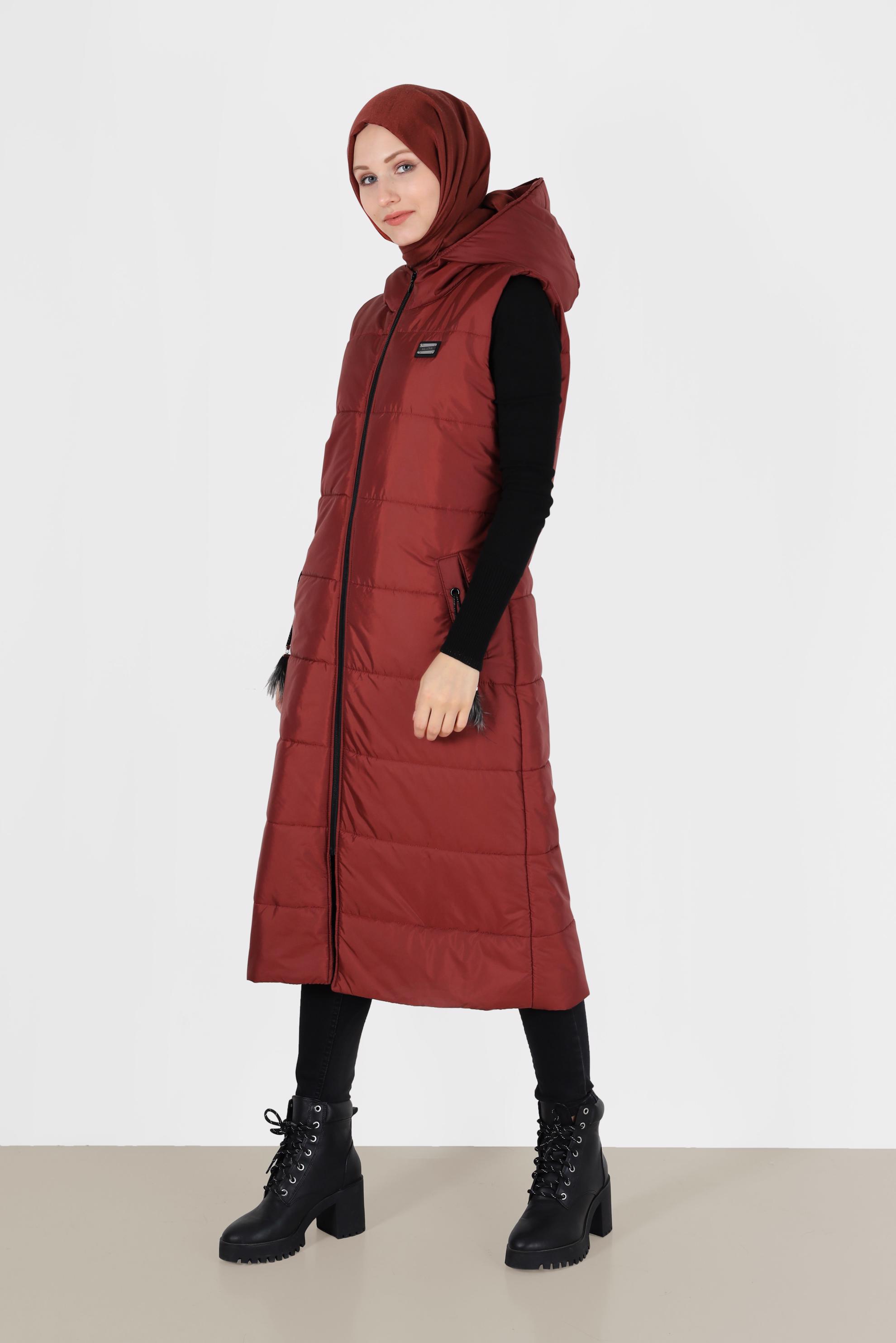 Vêtements hijab ORANGE VESTE MATELASSÉE À FERMETURE ÉCLAIR AVEC POCHE 90271