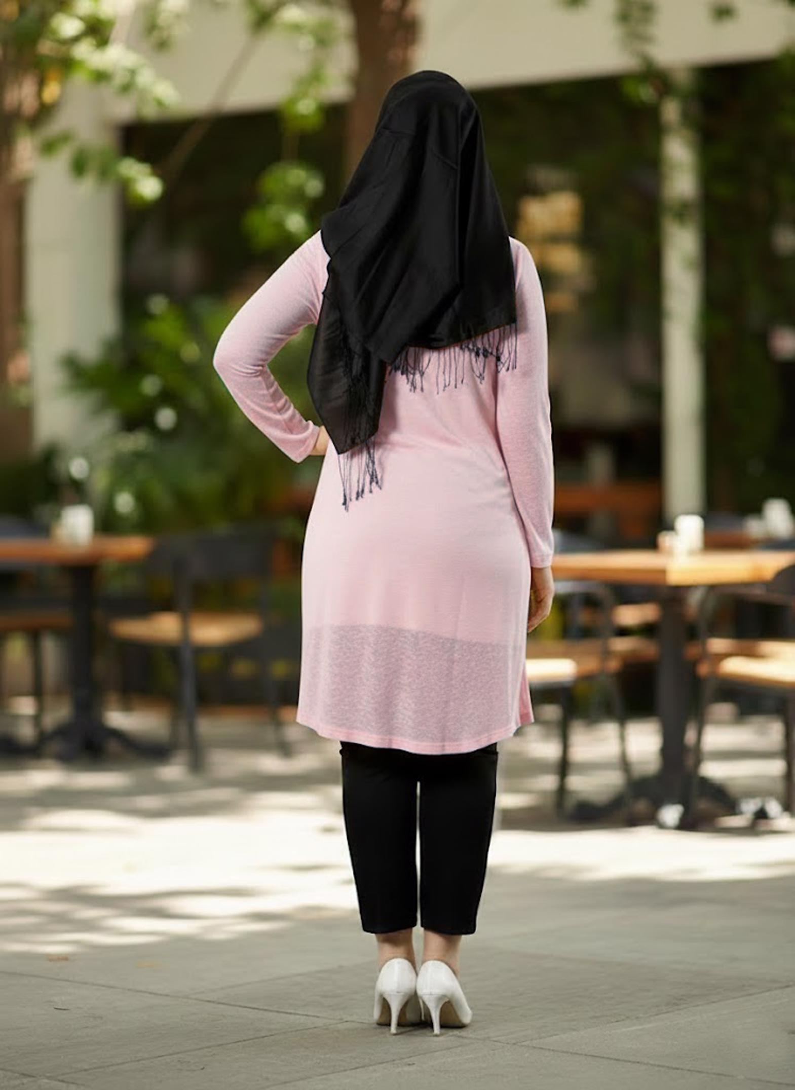 Tesettür giyim PUDRA FIRFIR DETAYLI İKİLİ TUNİK 2514