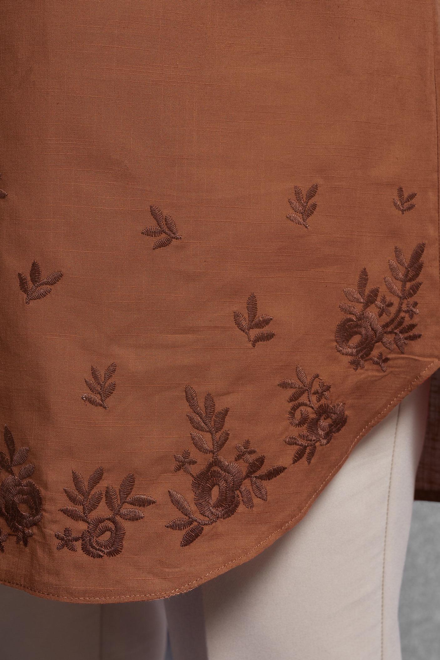 Tesettür giyim TABA PAMUKLU NAKIŞLI TUNİK 20045