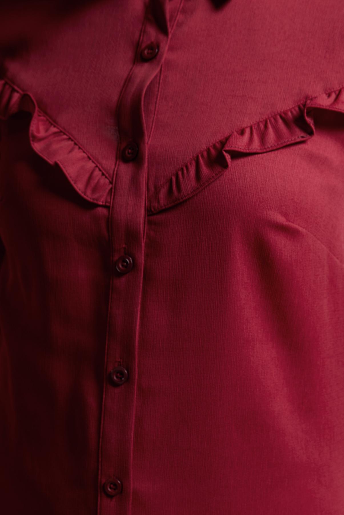 Tesettür giyim BORDO BOYDAN DÜĞMELİ FIRFIRLI TUNİK 40619 