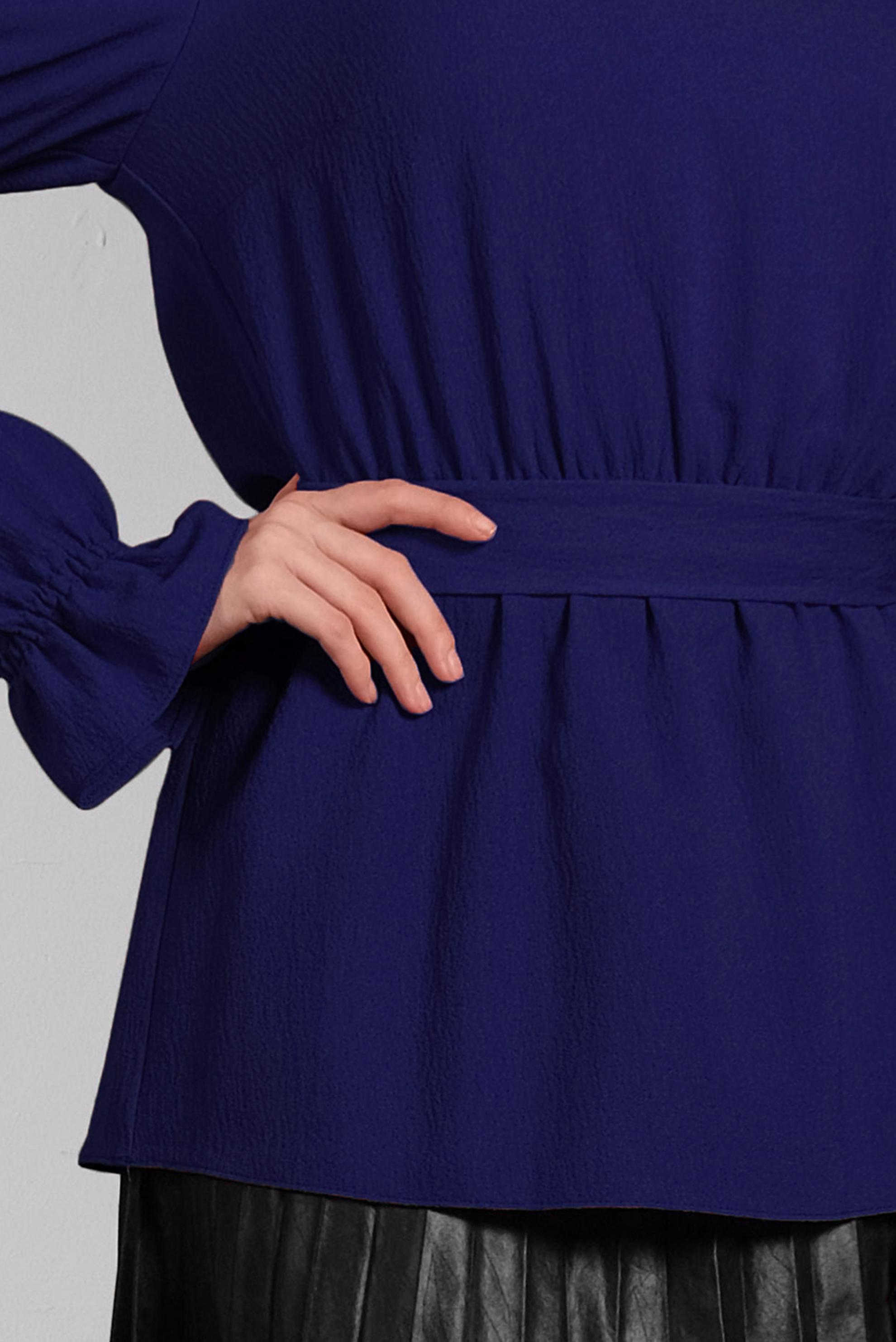 Hijab clothing BLUE PUFF SLEEVE TIE-WAIST BLOUSE 40334