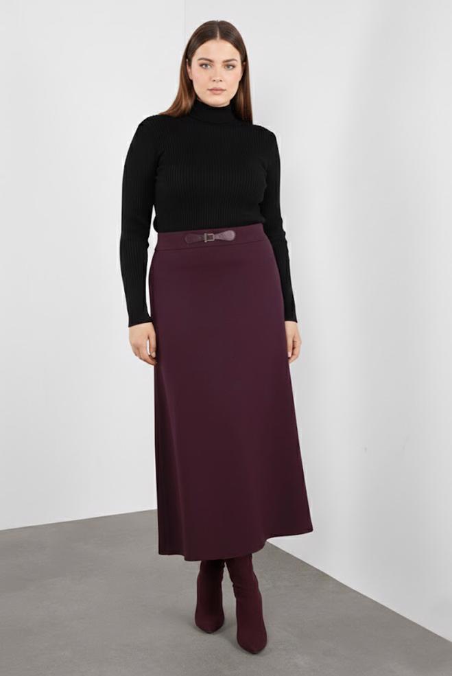 Vêtements hijab PRUNE JUPE AGRAFE À DEVANT 60116  - ALVİNA