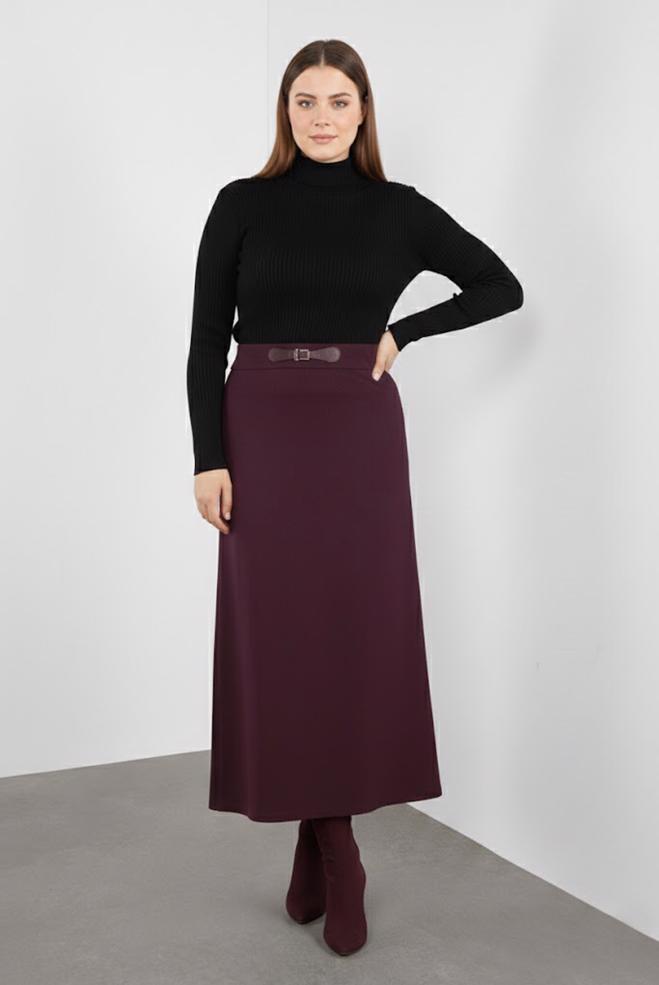 Vêtements hijab PRUNE JUPE AGRAFE À DEVANT 60116  - ALVİNA