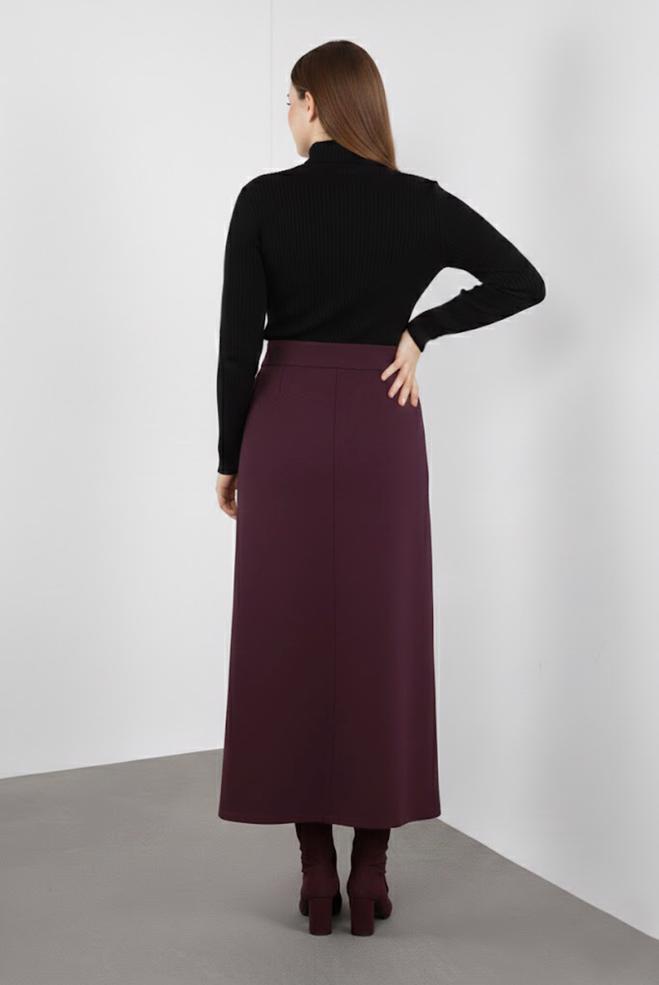 Vêtements hijab PRUNE JUPE AGRAFE À DEVANT 60116  - ALVİNA