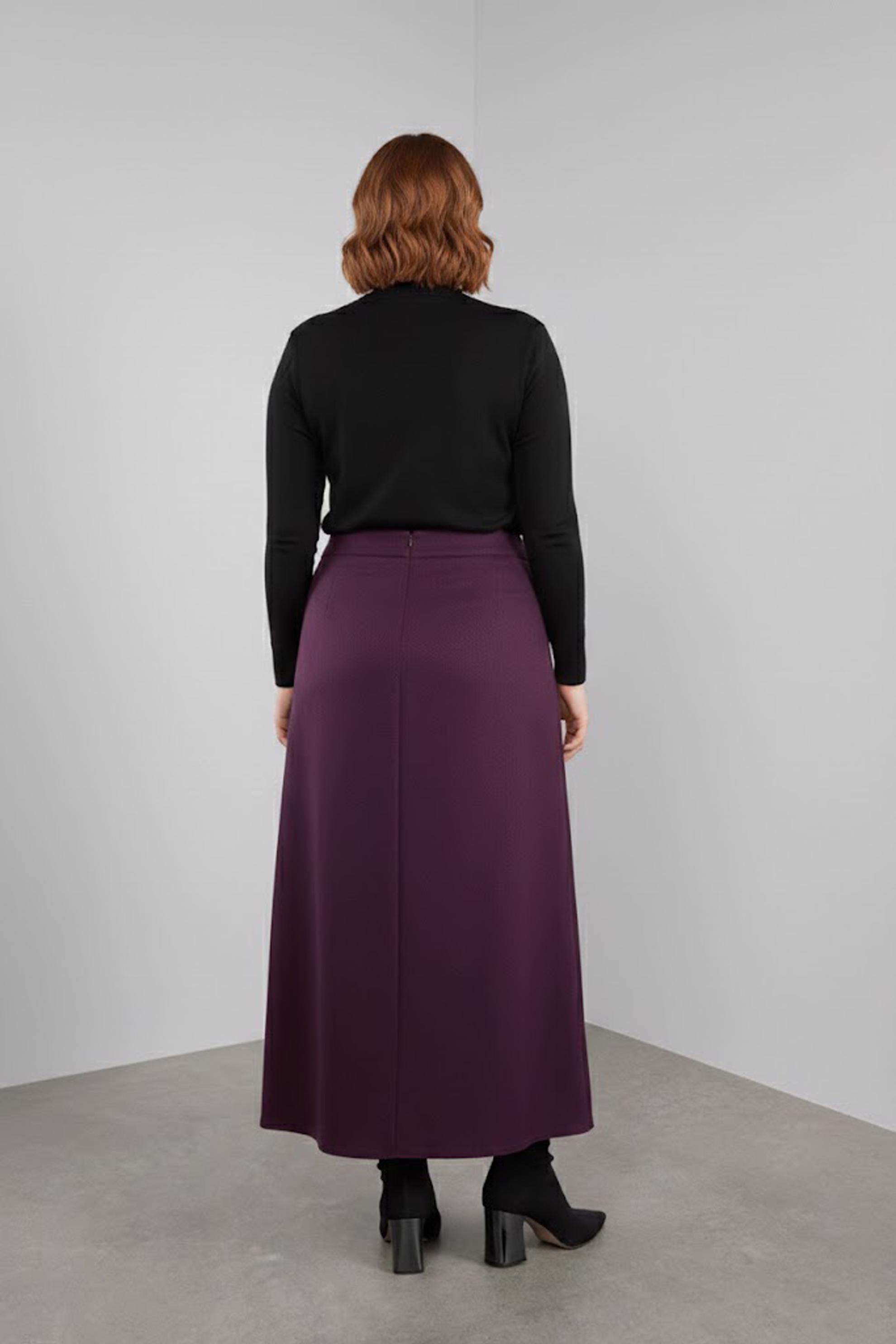 Tesettür giyim MÜRDÜM METAL AKSESUARLI  ETEK  60126 