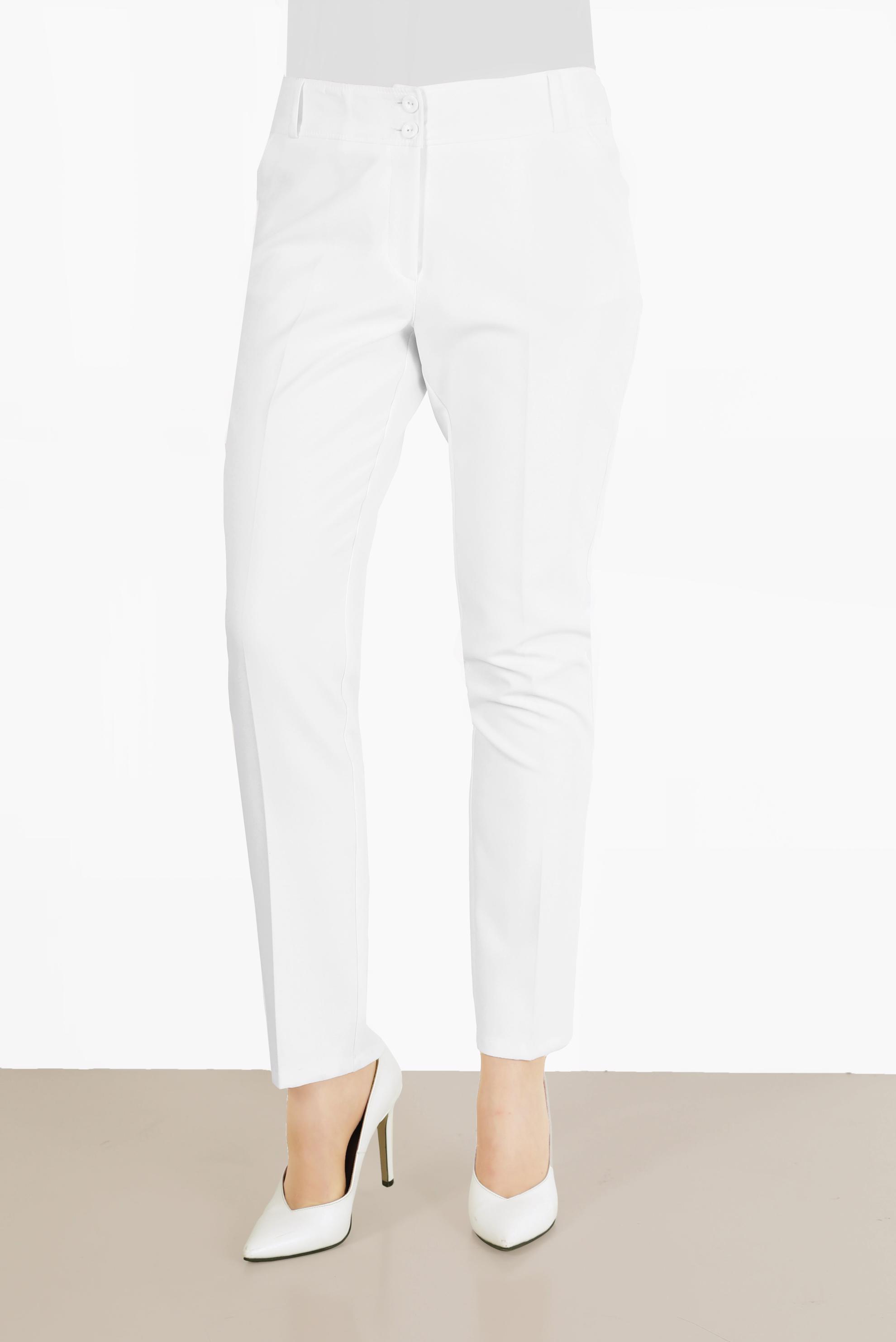 Tesettür giyim BEYAZ DÜĞMELİ KUMAŞ PANTOLON 70051	