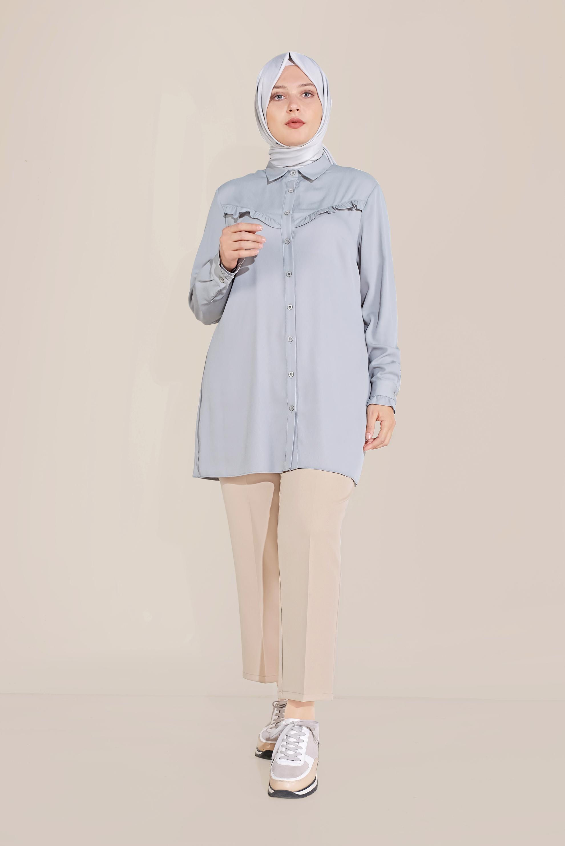 Tesettür giyim BEJ KLASİK KESİM DÜĞMELİ PANTOLON 70099 