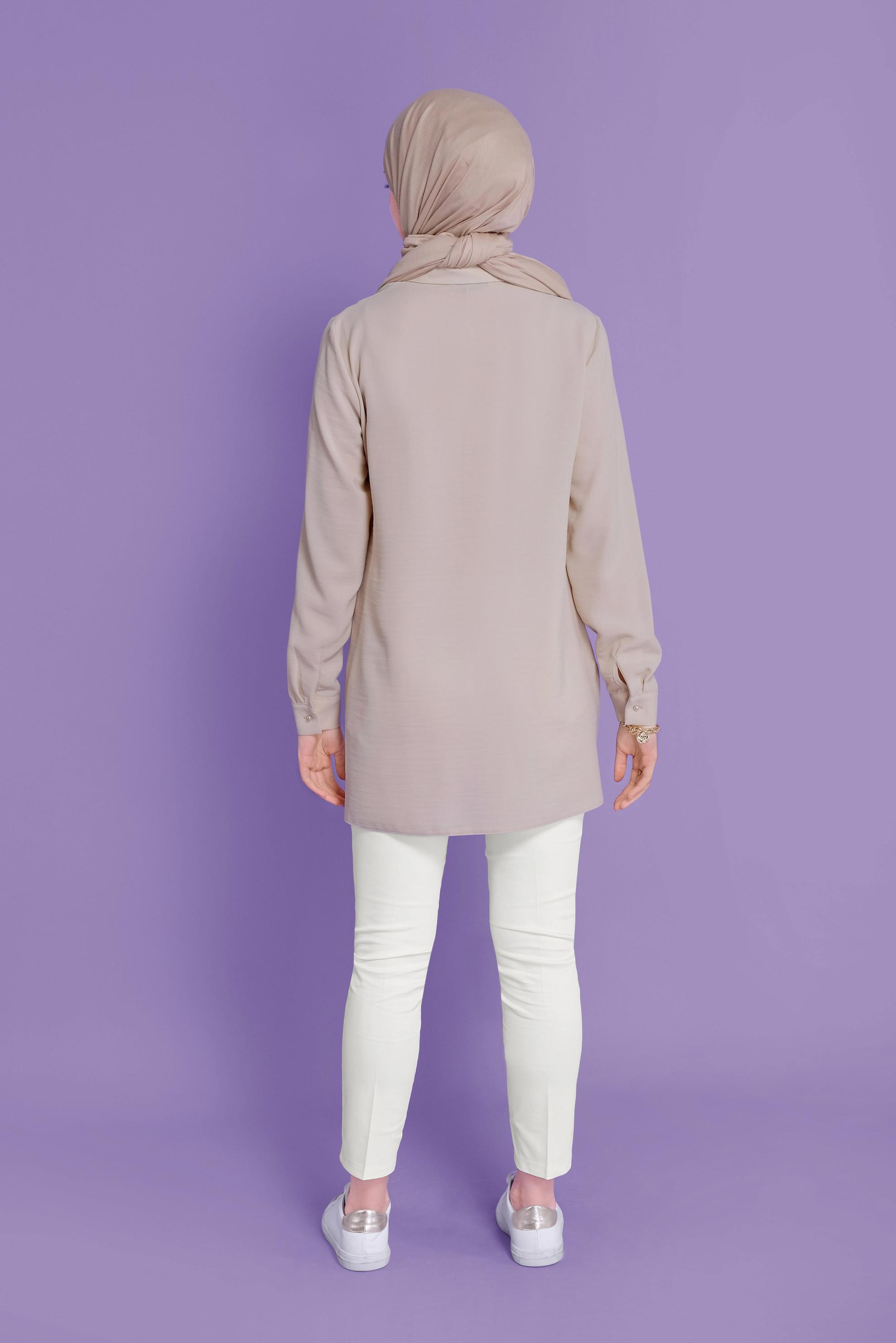 Tesettür giyim BEYAZ ARA BEL DÜĞMELİ PANTOLON 70172