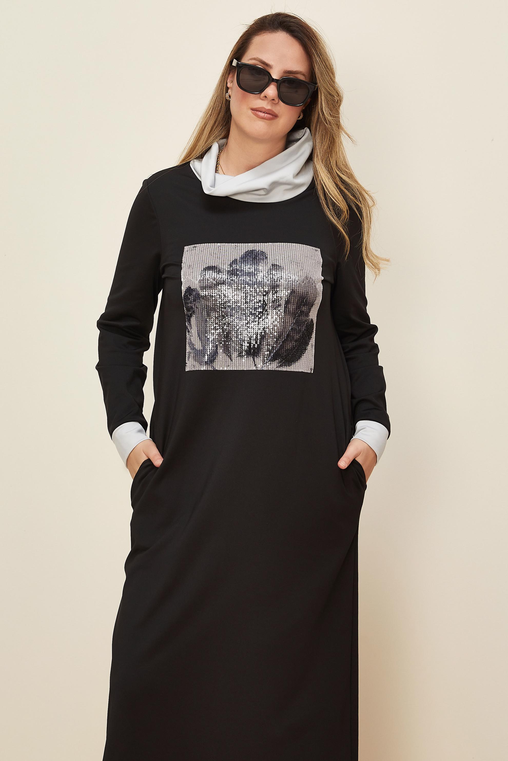 Hijab clothing BLACK SEQUIN DETAILED DRESS 42436