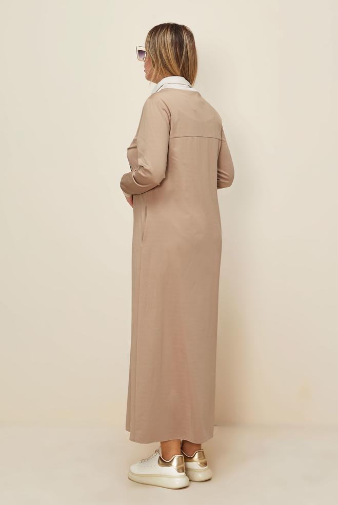 Hijab clothing BEIGE SEQUIN DETAILED DRESS 42436 - ALVİNA