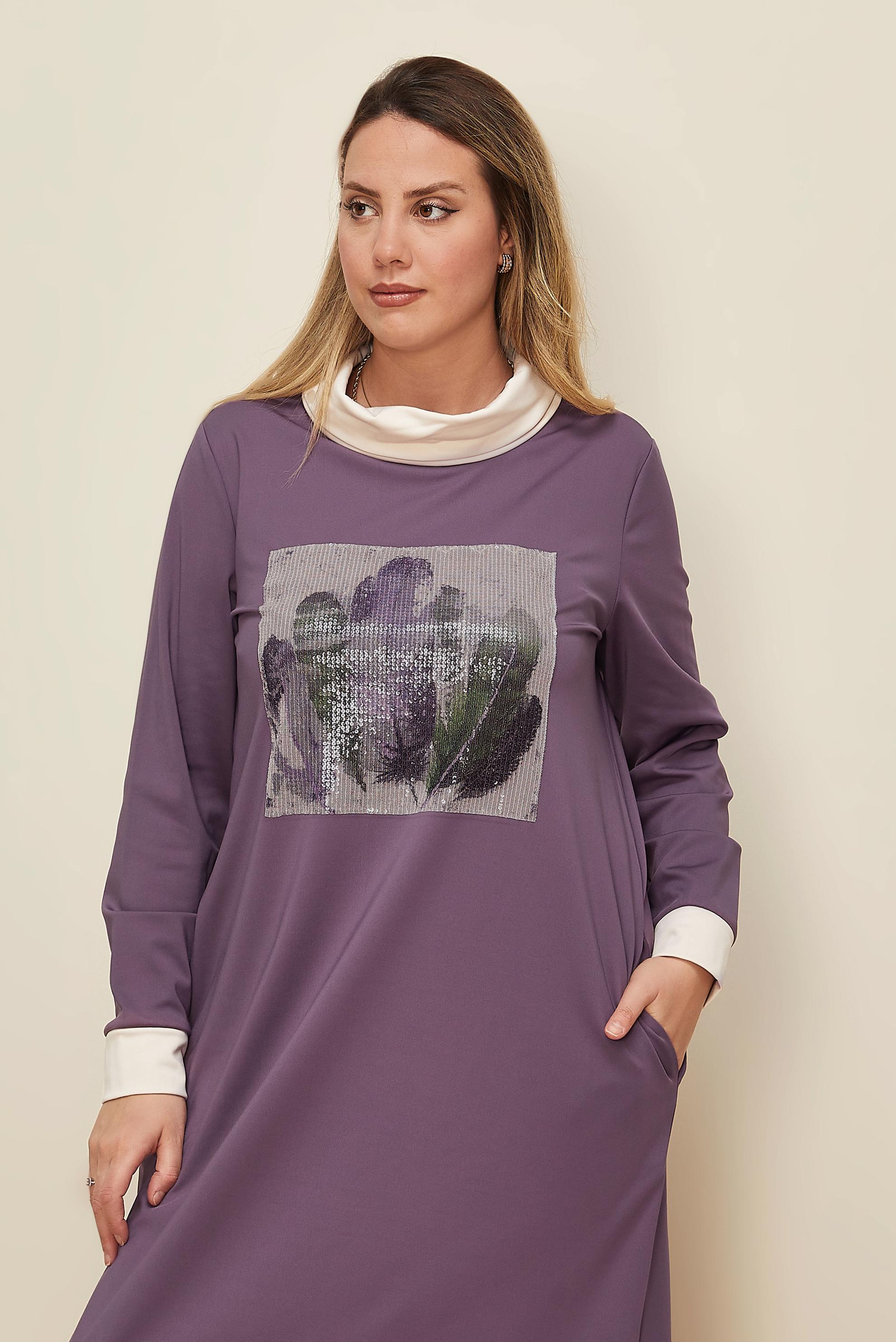 Hijab clothing PURPLE SEQUIN DETAILED DRESS 42436