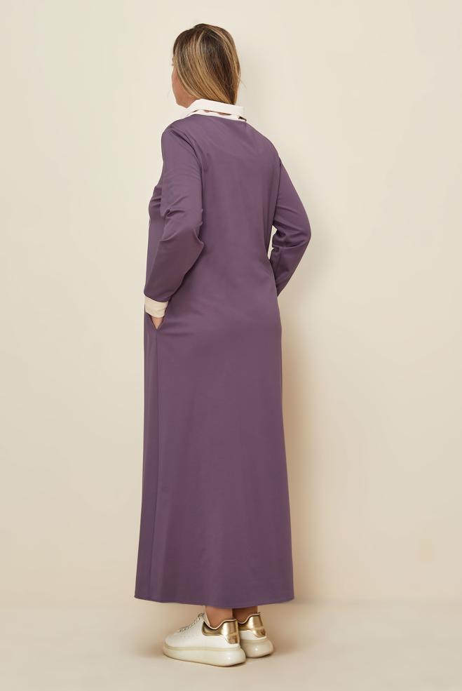 Hijab clothing PURPLE SEQUIN DETAILED DRESS 42436 - ALVİNA