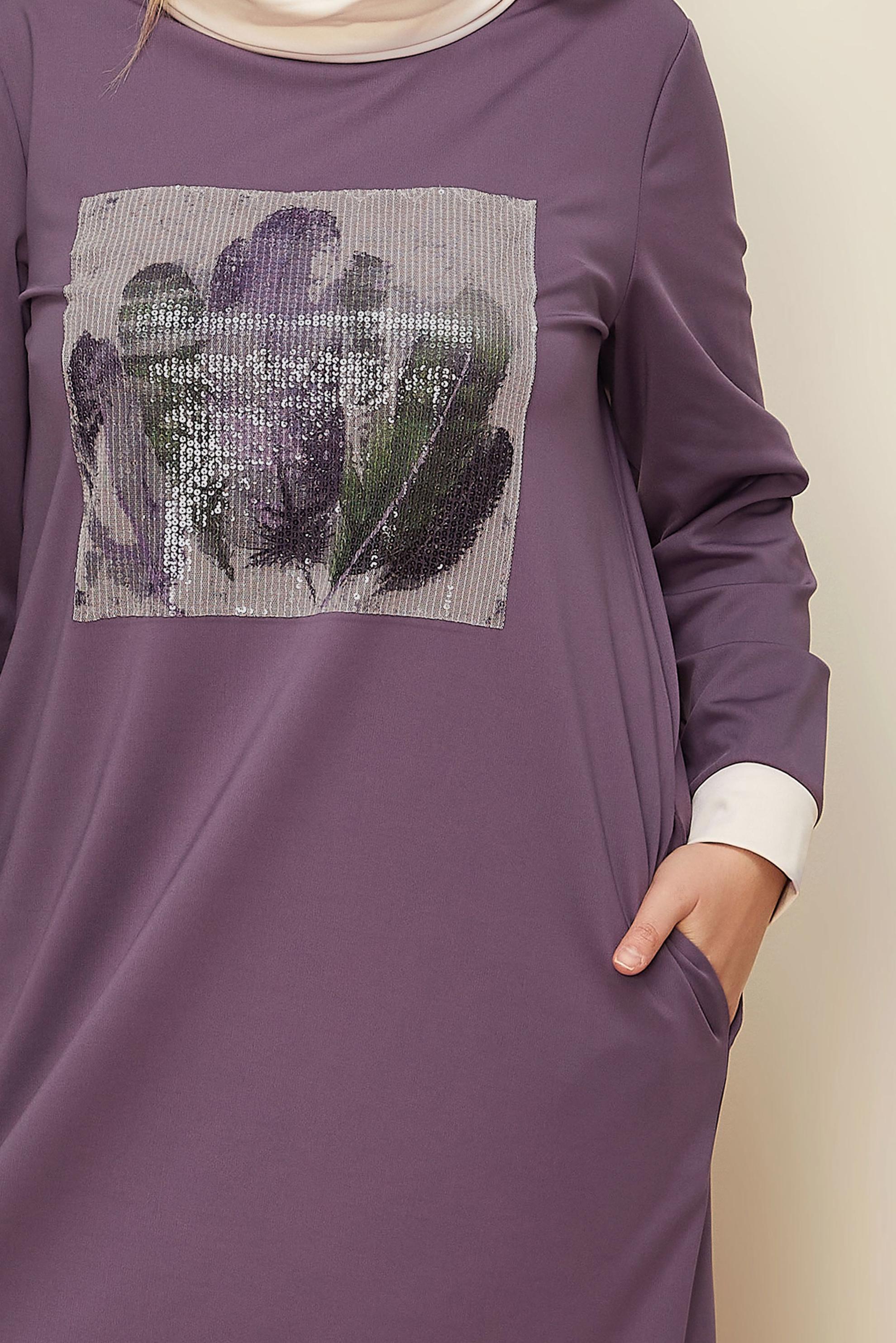 Hijab clothing PURPLE SEQUIN DETAILED DRESS 42436