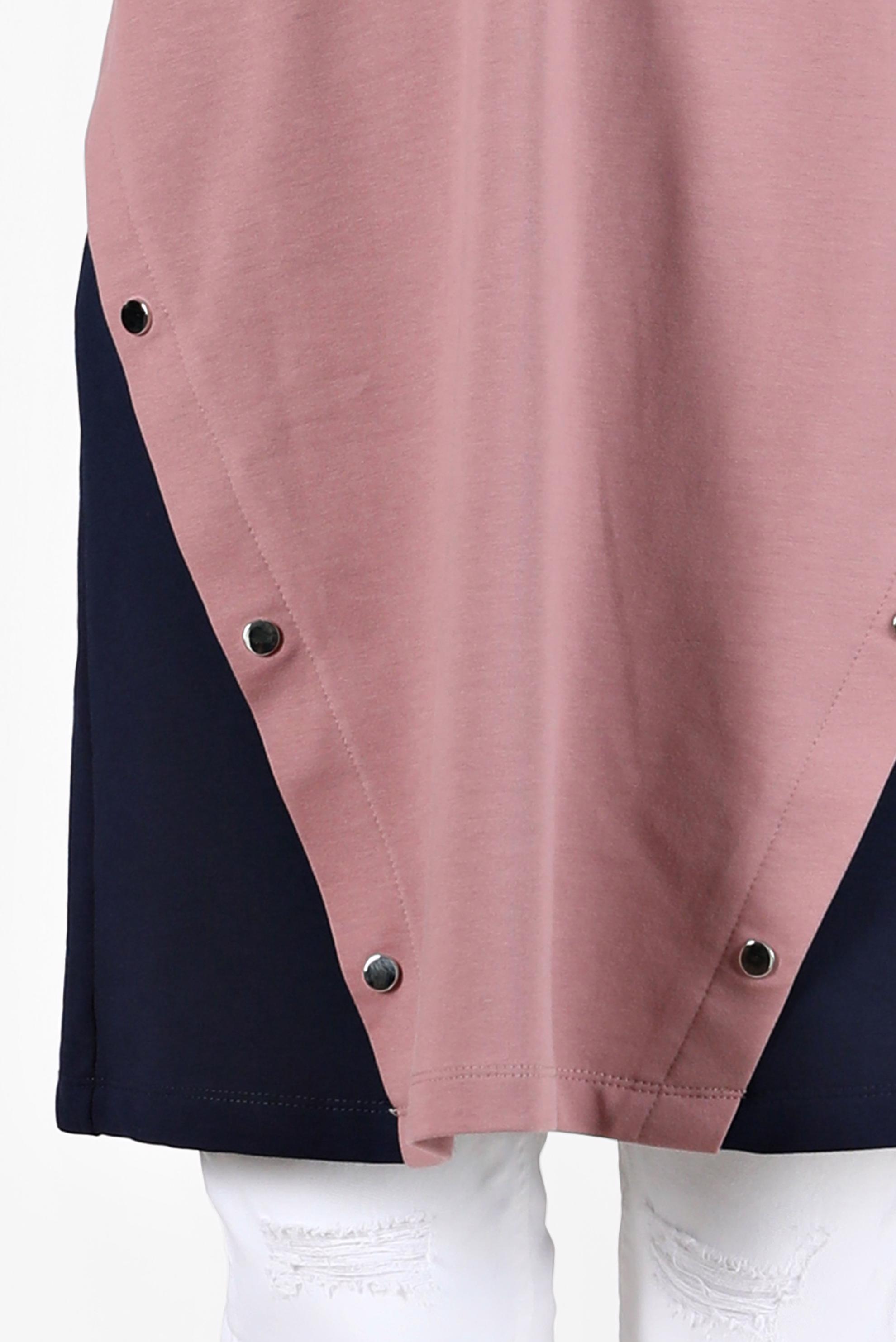 Tesettür giyim LACİVERT KAPÜŞONLU ÇITÇIT DETAYLI EŞOFMAN TUNİK 42346 