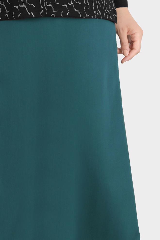 Tesettür giyim YEŞİL DERİ DETAYLI BÜYÜK BEDEN ETEK 60217  - ALVİNA