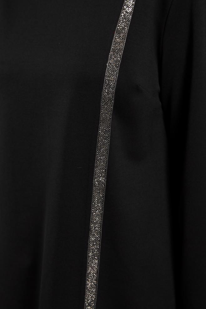 Vêtements hijab NOIR COSTUME JUPE 2 PIÈCES DÉTAIL RAYURES ARGENTÉES 20186 - ALVİNA