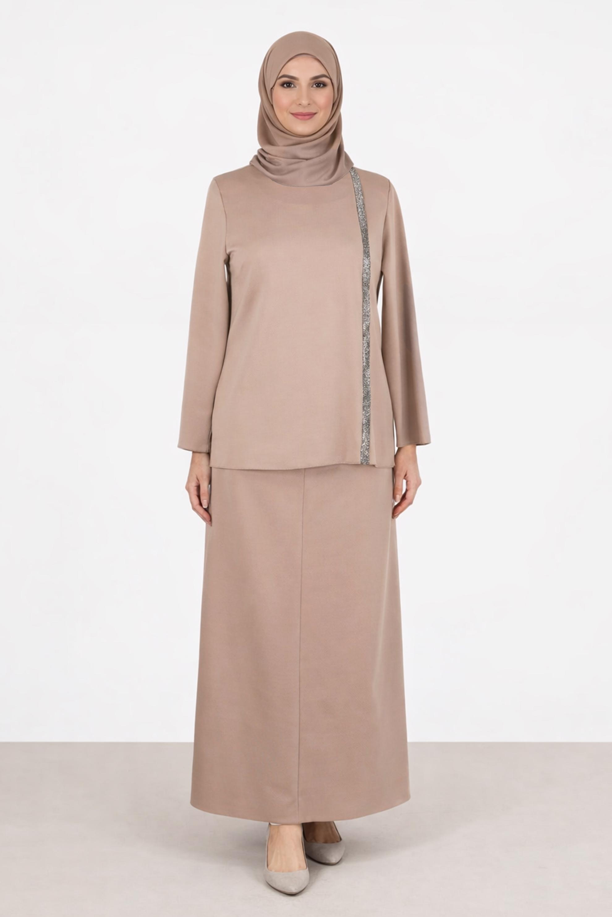 Vêtements hijab BEIGE ENSEMBLE JUPE 2 PIÈCES 20186