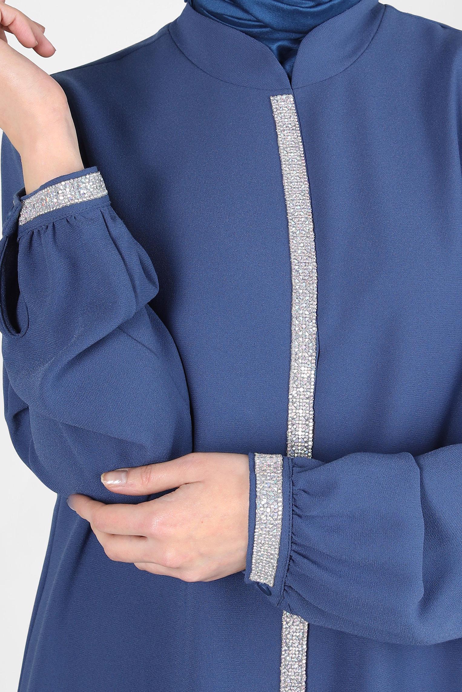 Tesettür giyim LACİVERT PANTOLONLU KREP TAKIM 30203