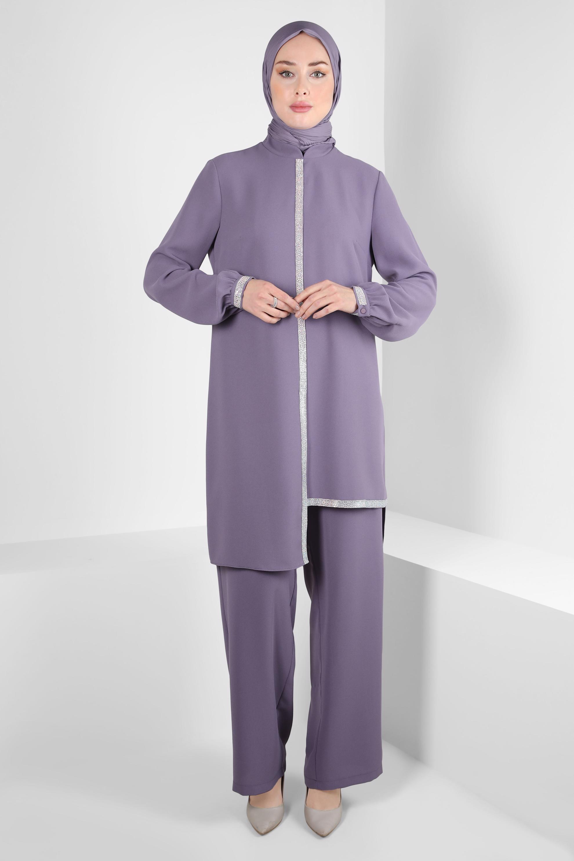 Vêtements hijab POURPRE COSTUME PANTALON 30203
