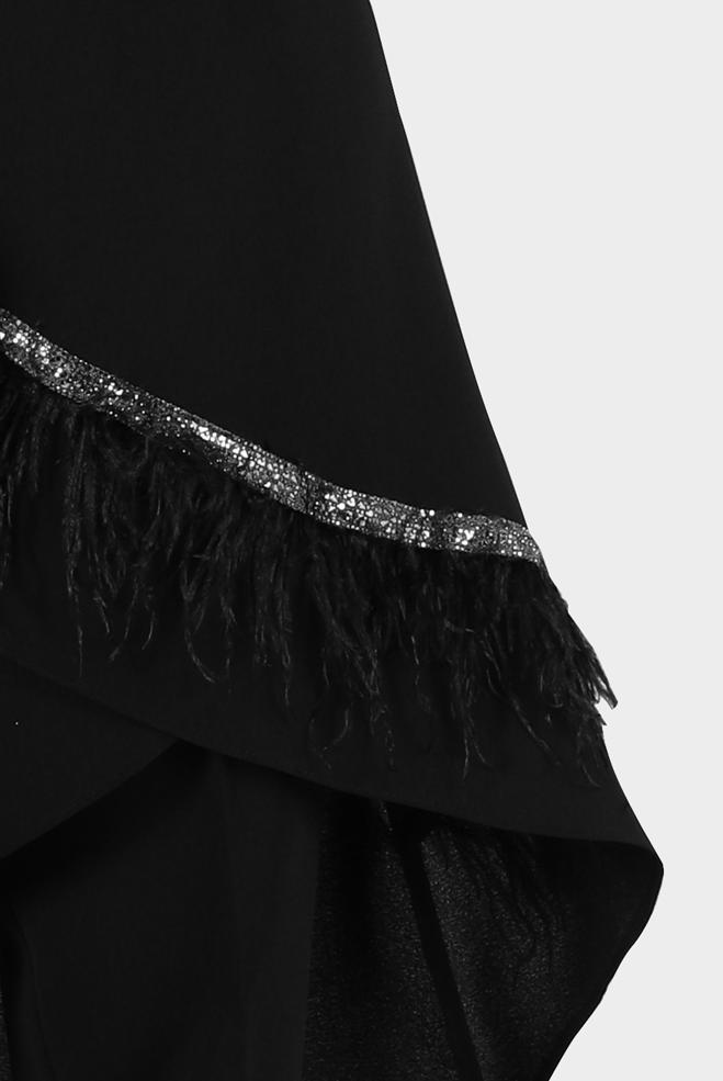 Tesettür giyim SİYAH TÜY DETAYLI TAŞLI İKİLİ PANT TAKIM 30204  - ALVİNA