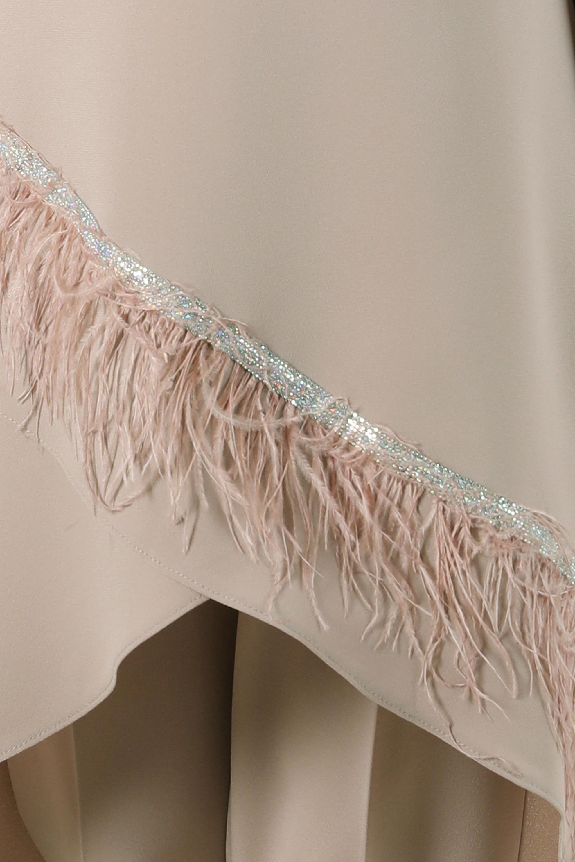 Tesettür giyim BEJ TÜY DETAYLI TAŞLI İKİLİ PANT TAKIM 30204 