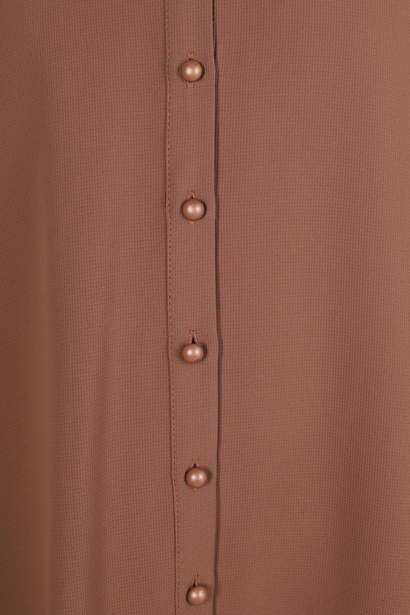 Tesettür giyim TABA PÜSKÜL DETAYLI PANTOLONLU TAKIM 