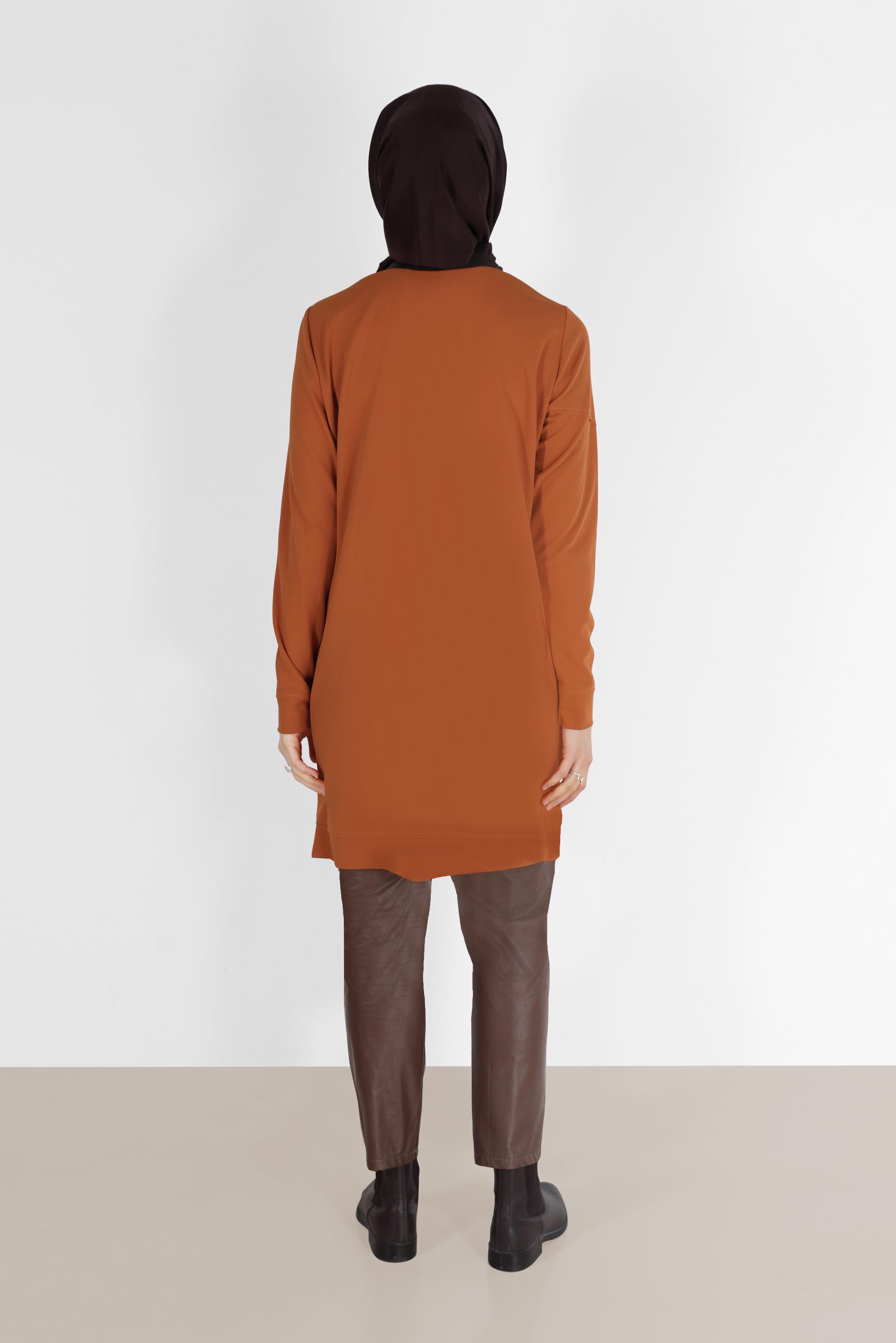 Tesettür giyim KAHVE YAZI BASKILI TUNİK 42224	