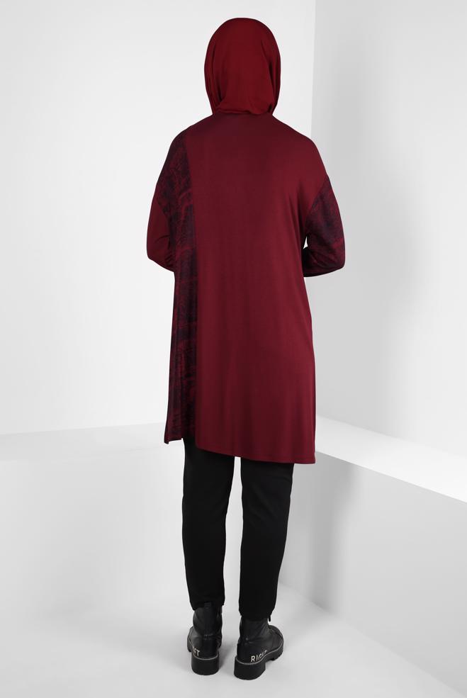 Tesettür giyim BORDO BATİK DESENLİ TUNİK 42461 - ALVİNA