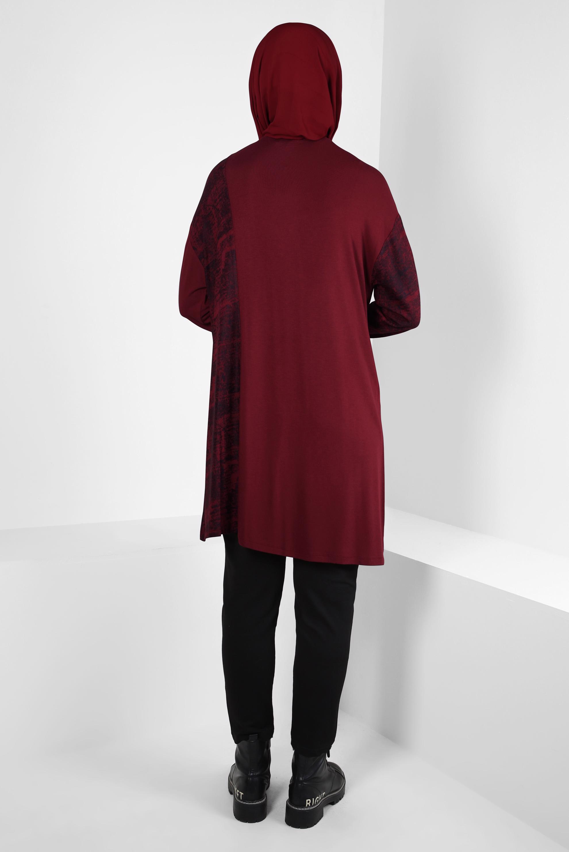 Vêtements hijab ROUGE BORDEAUX TUNIQUE À MOTIF TIE-DYE 42461