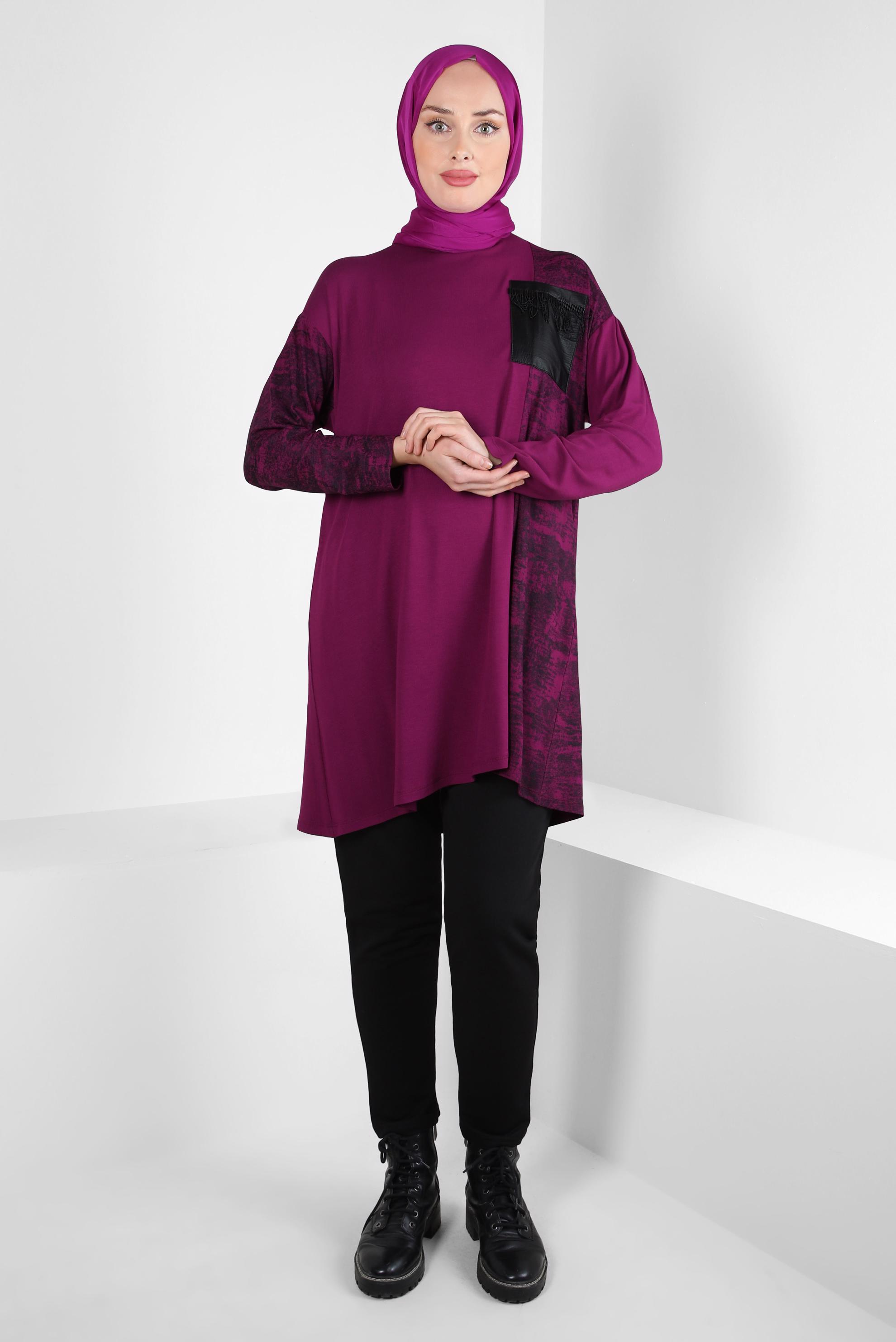 Vêtements hijab FUCHSIA TUNIQUE À MOTIF TIE-DYE 42461