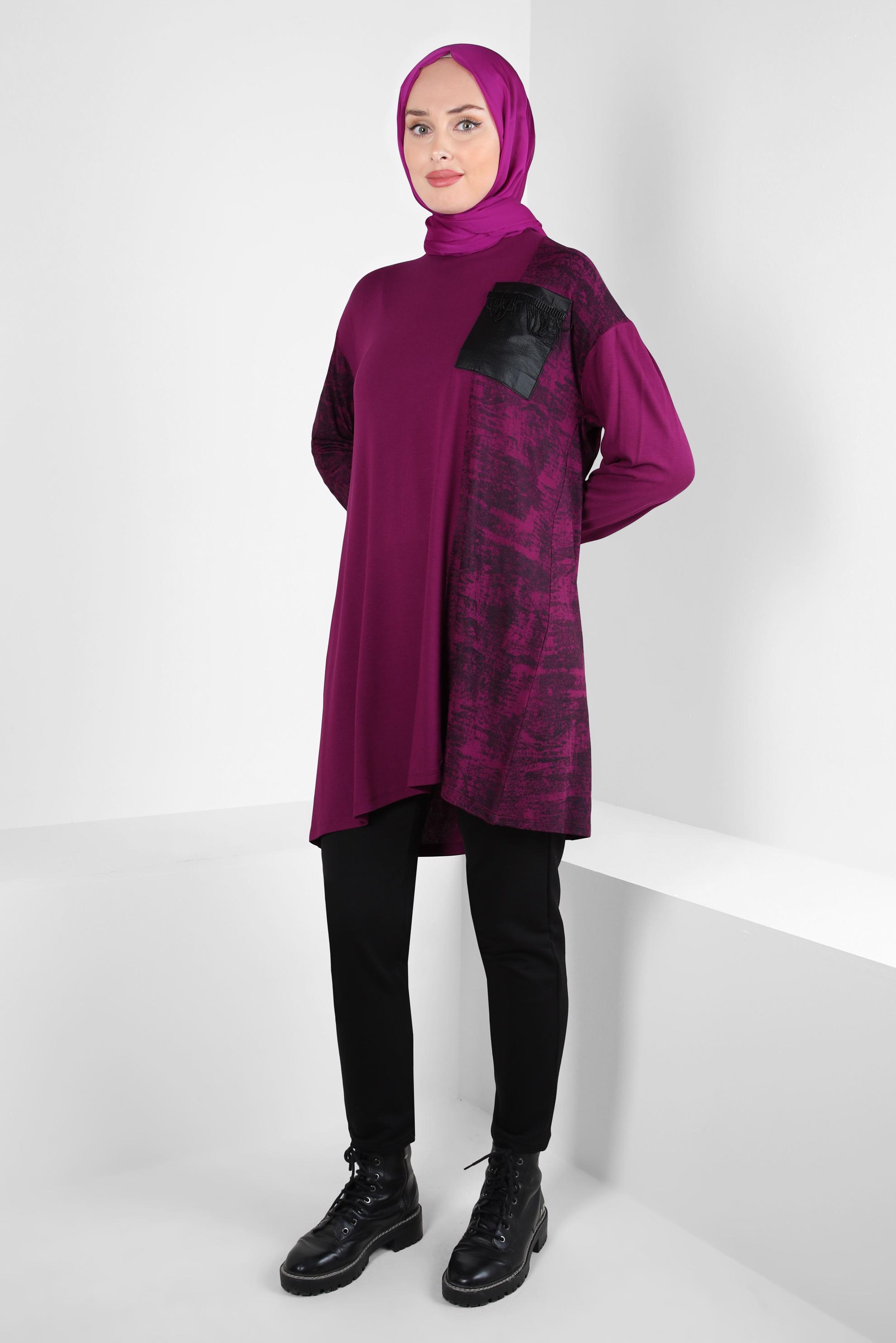 Vêtements hijab FUCHSIA TUNIQUE À MOTIF TIE-DYE 42461