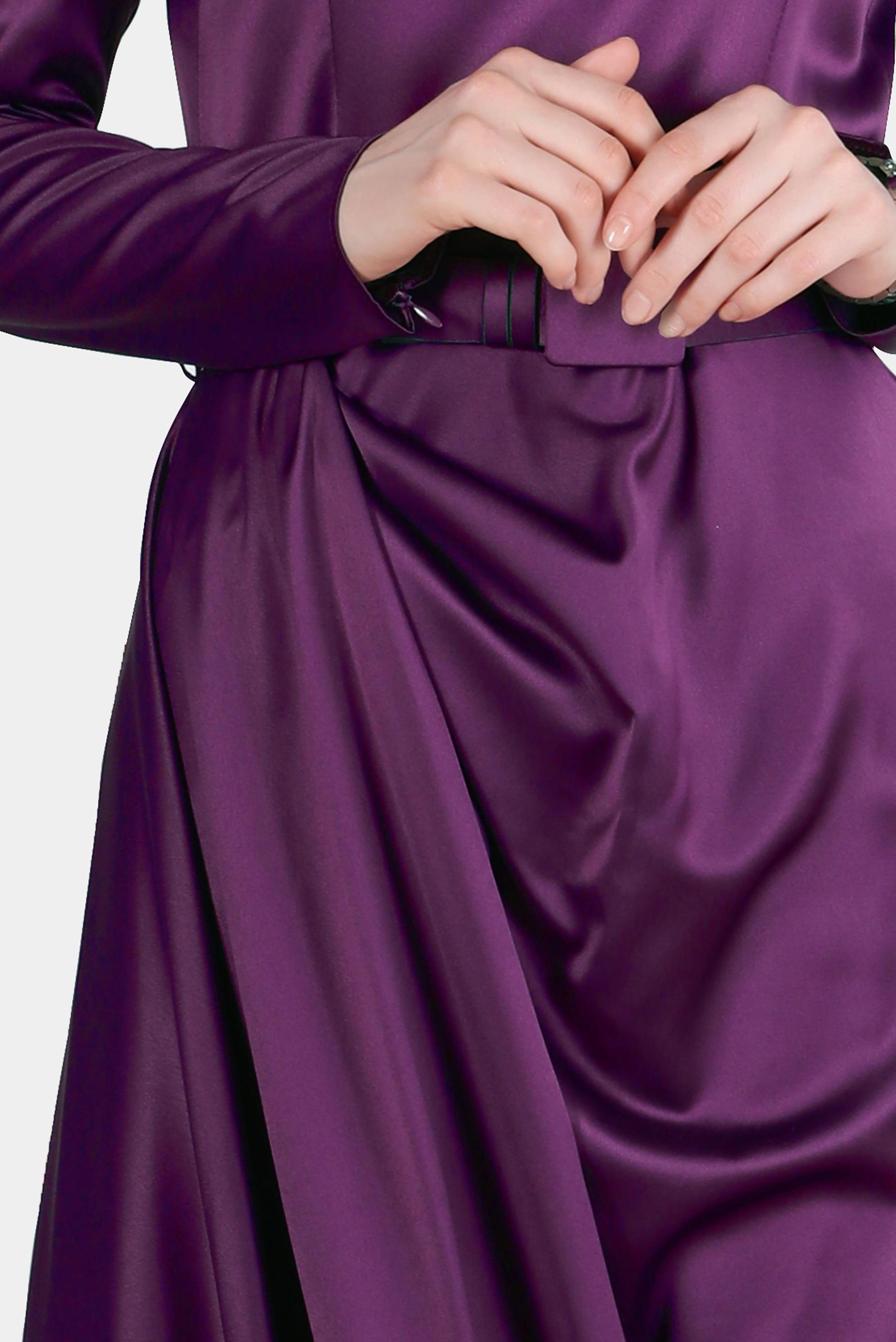 Tesettür giyim MOR SATEN TESETTÜR ABİYE ELBİSE 50170