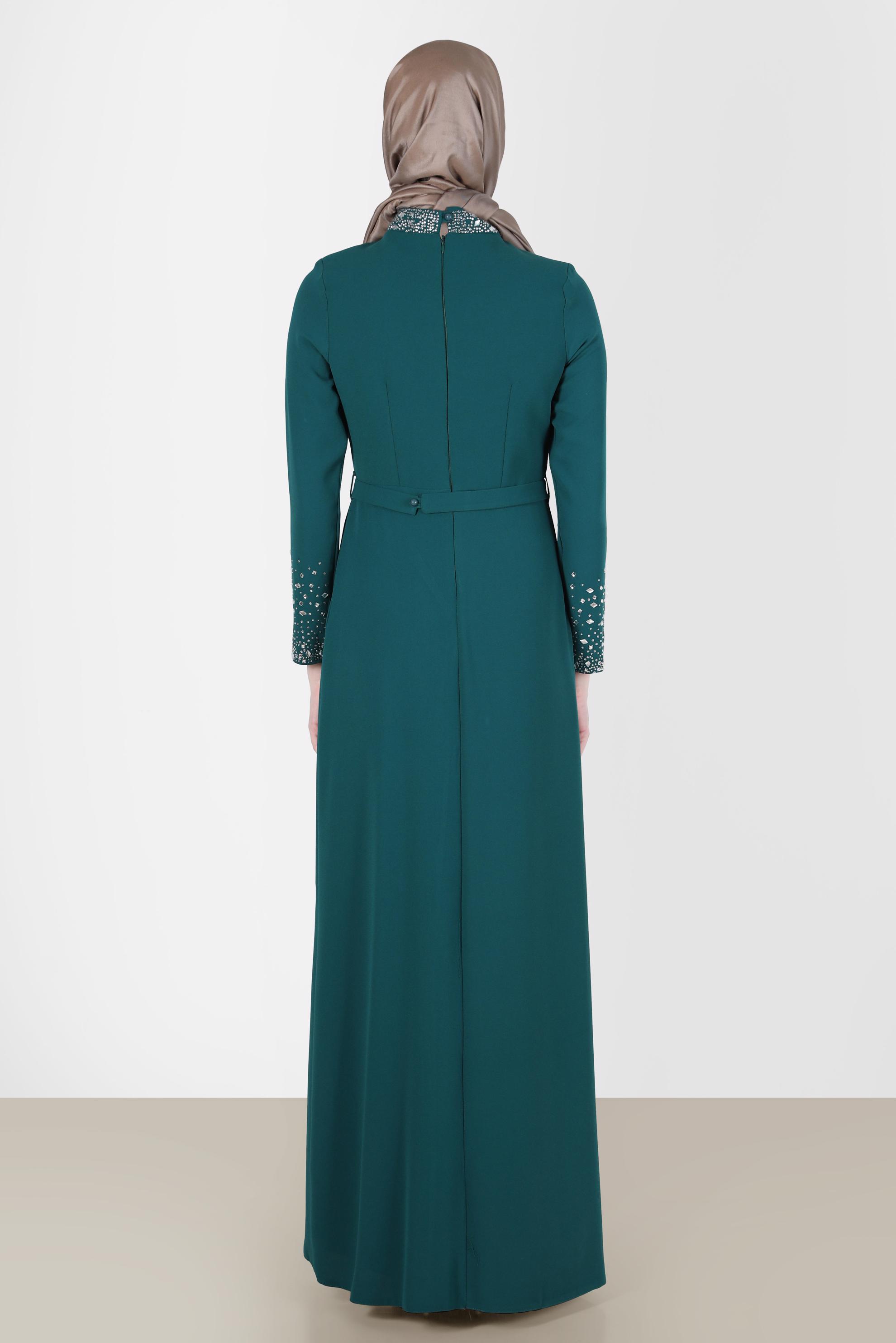 Vêtements hijab VERT ROBE DE SOIRÉE DÉTAIL GEM 50200