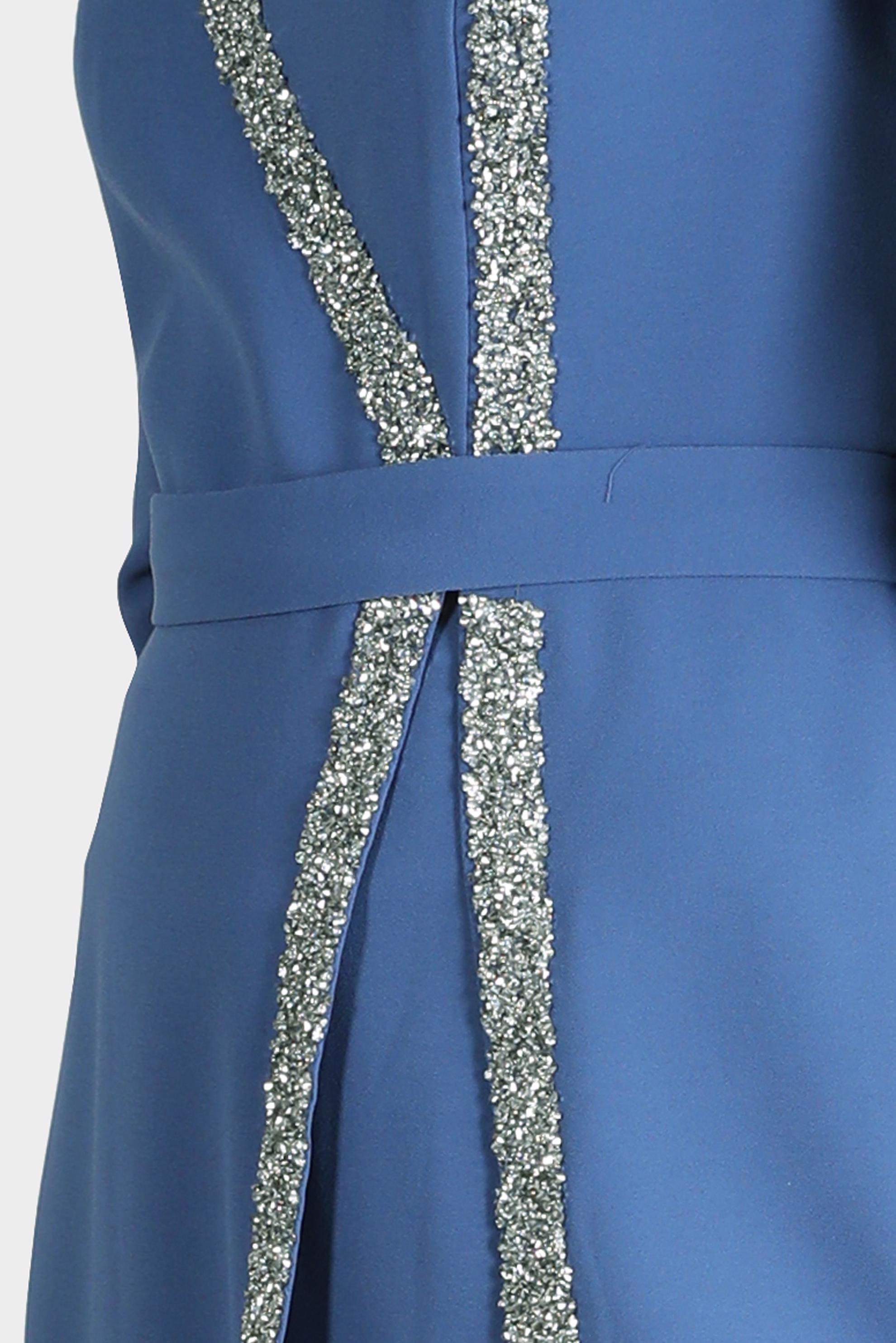 Tesettür giyim MAVİ TAŞLI ŞERİT DETAYLI ABİYE 50202 