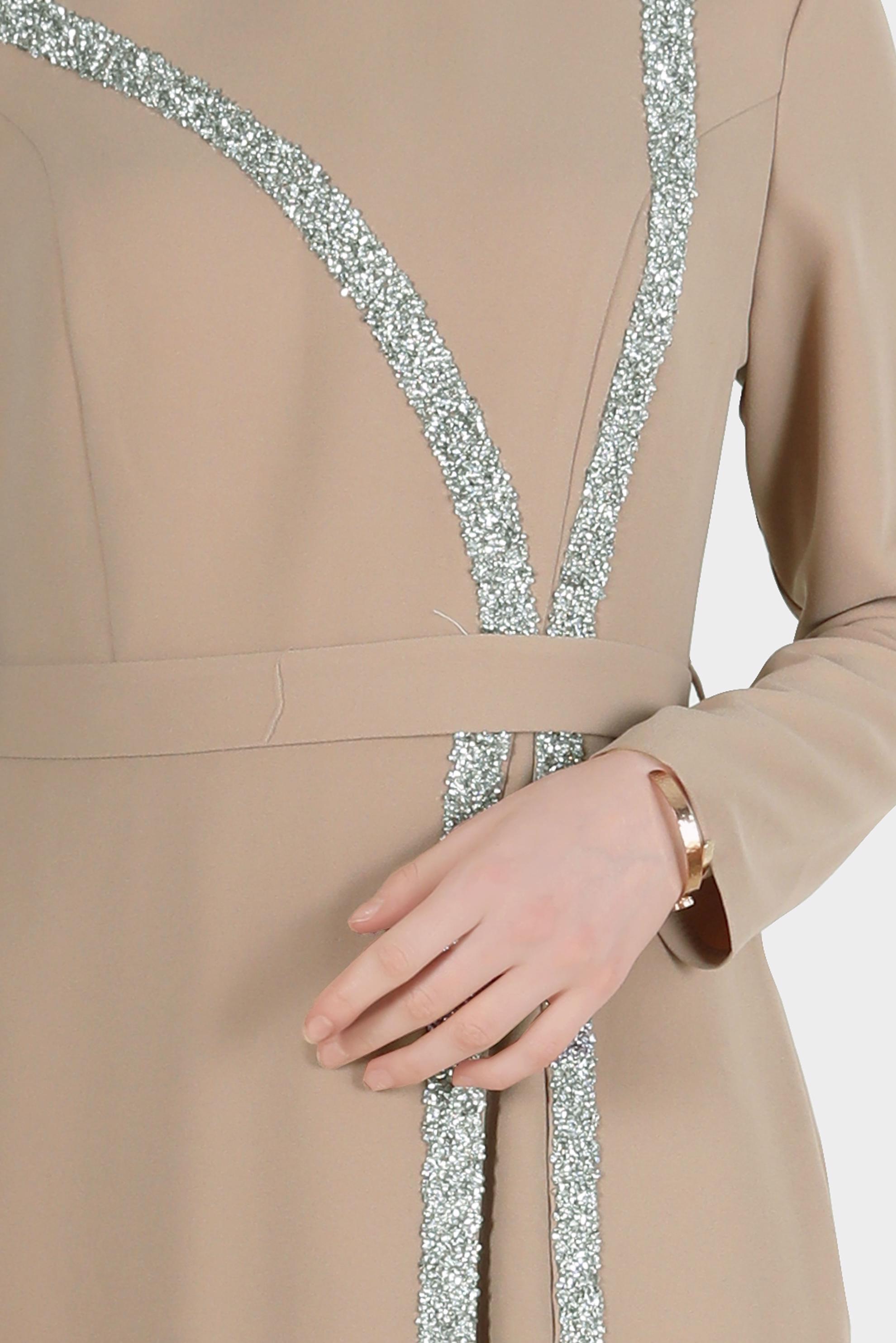 Tesettür giyim KAHVE TAŞLI ŞERİT DETAYLI ABİYE 50202 