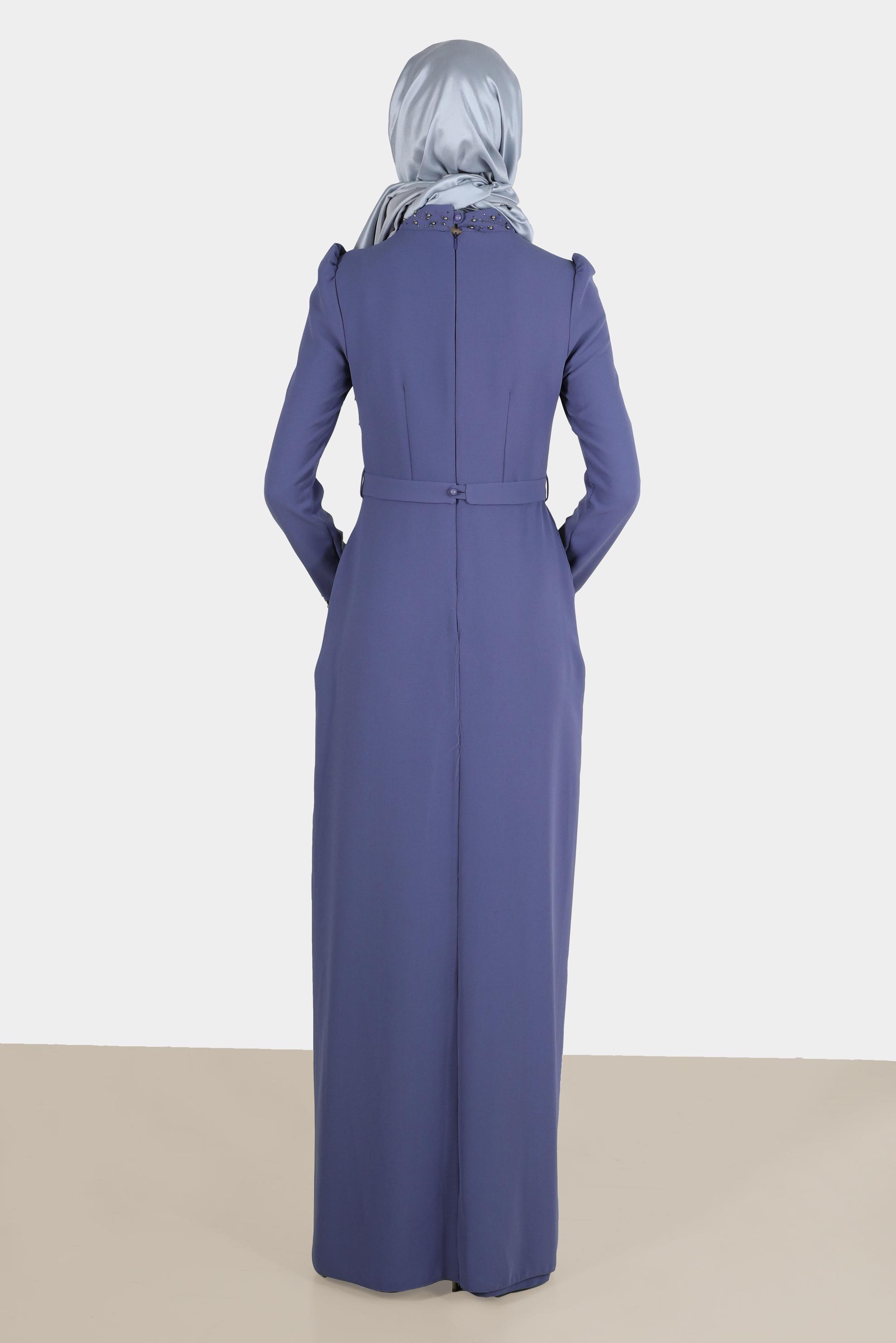 Vêtements hijab POURPRE ROBE DE SOIRÉE BRODERIE PERLES 50206