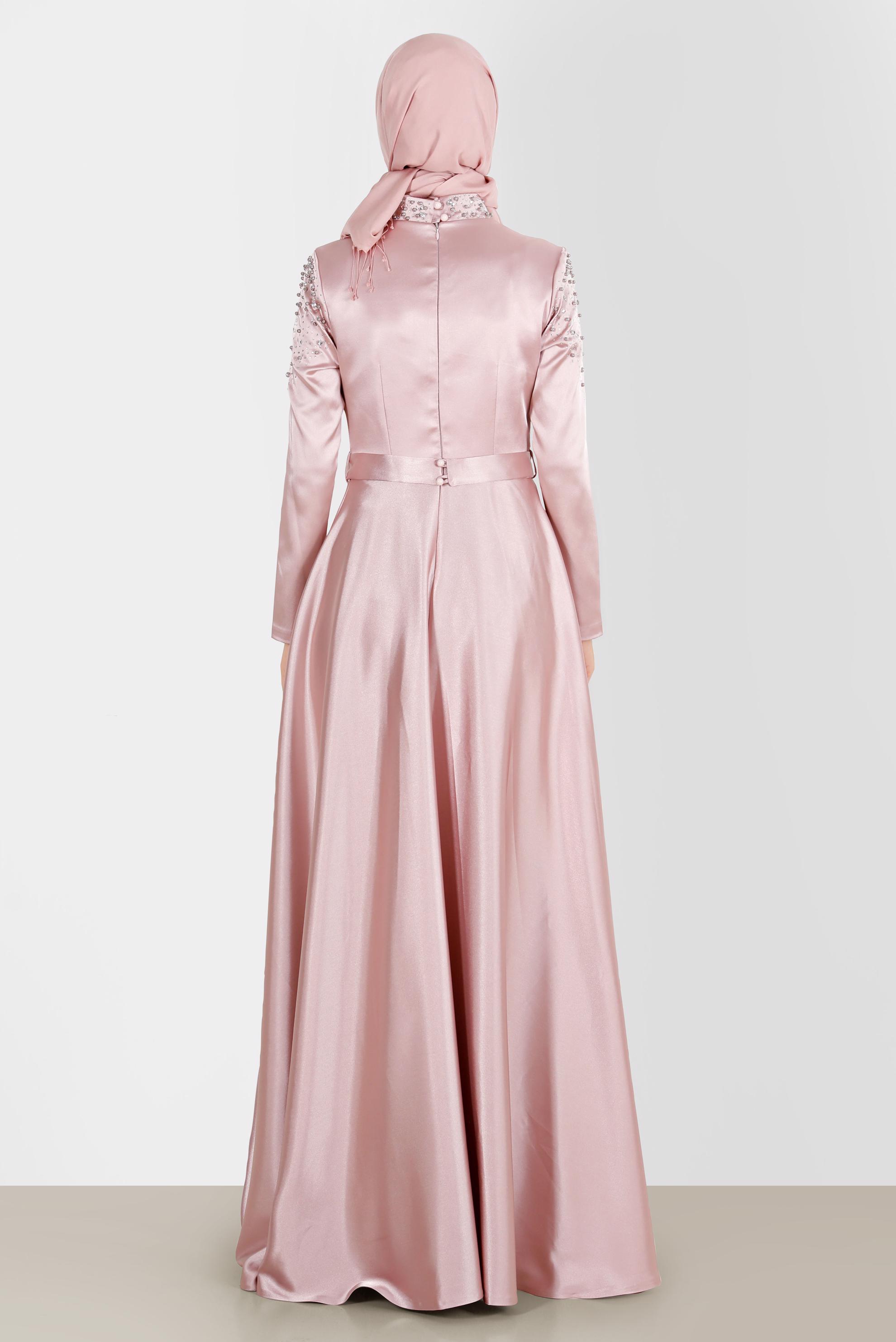 Vêtements hijab POUDRE ROBE DE SOIRÉE EN SATIN 50215
