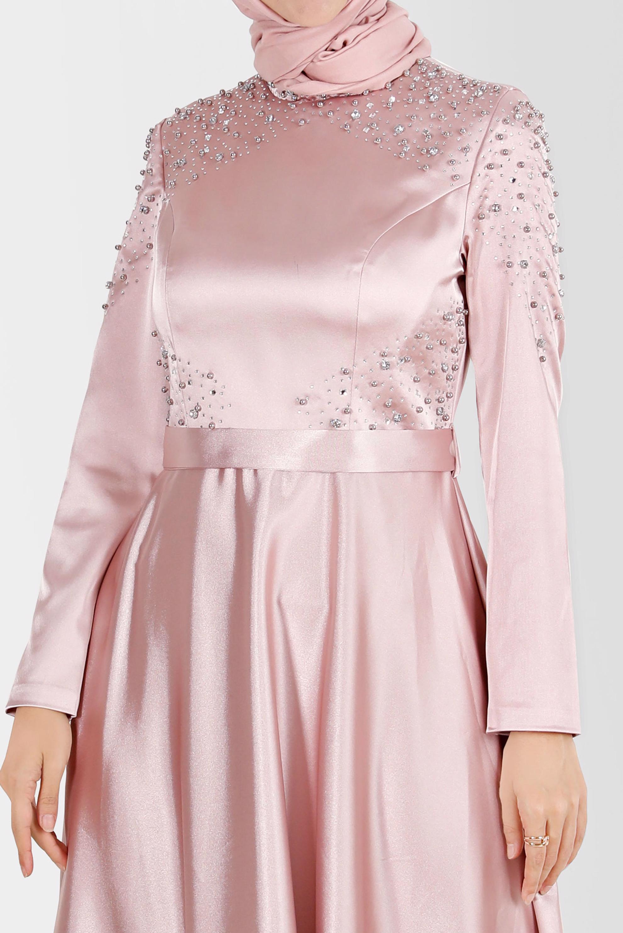 Vêtements hijab POUDRE ROBE DE SOIRÉE EN SATIN 50215