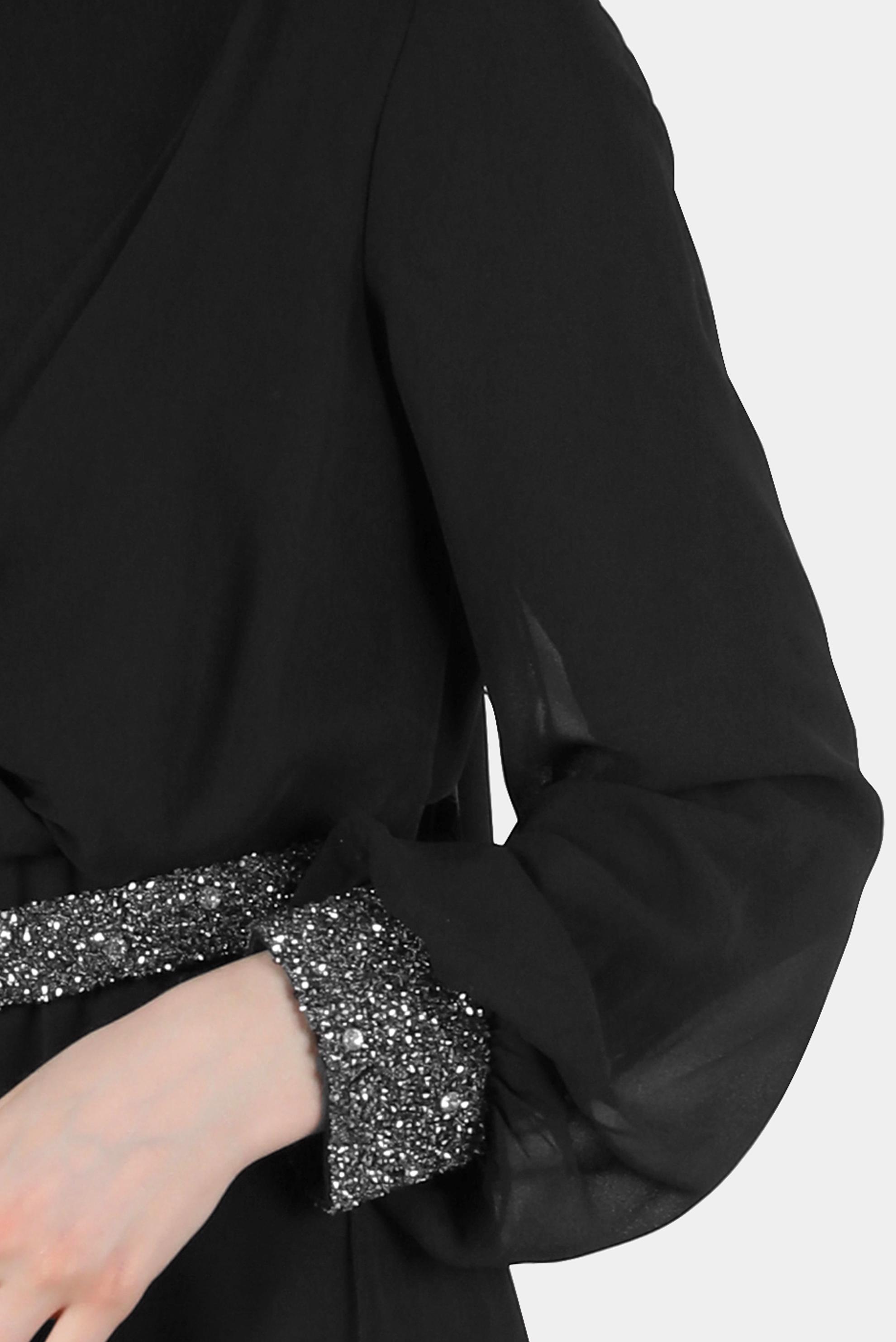 Tesettür giyim SİYAH TAŞ DETAYLI ŞİFON ABİYE ELBİSE 50216 