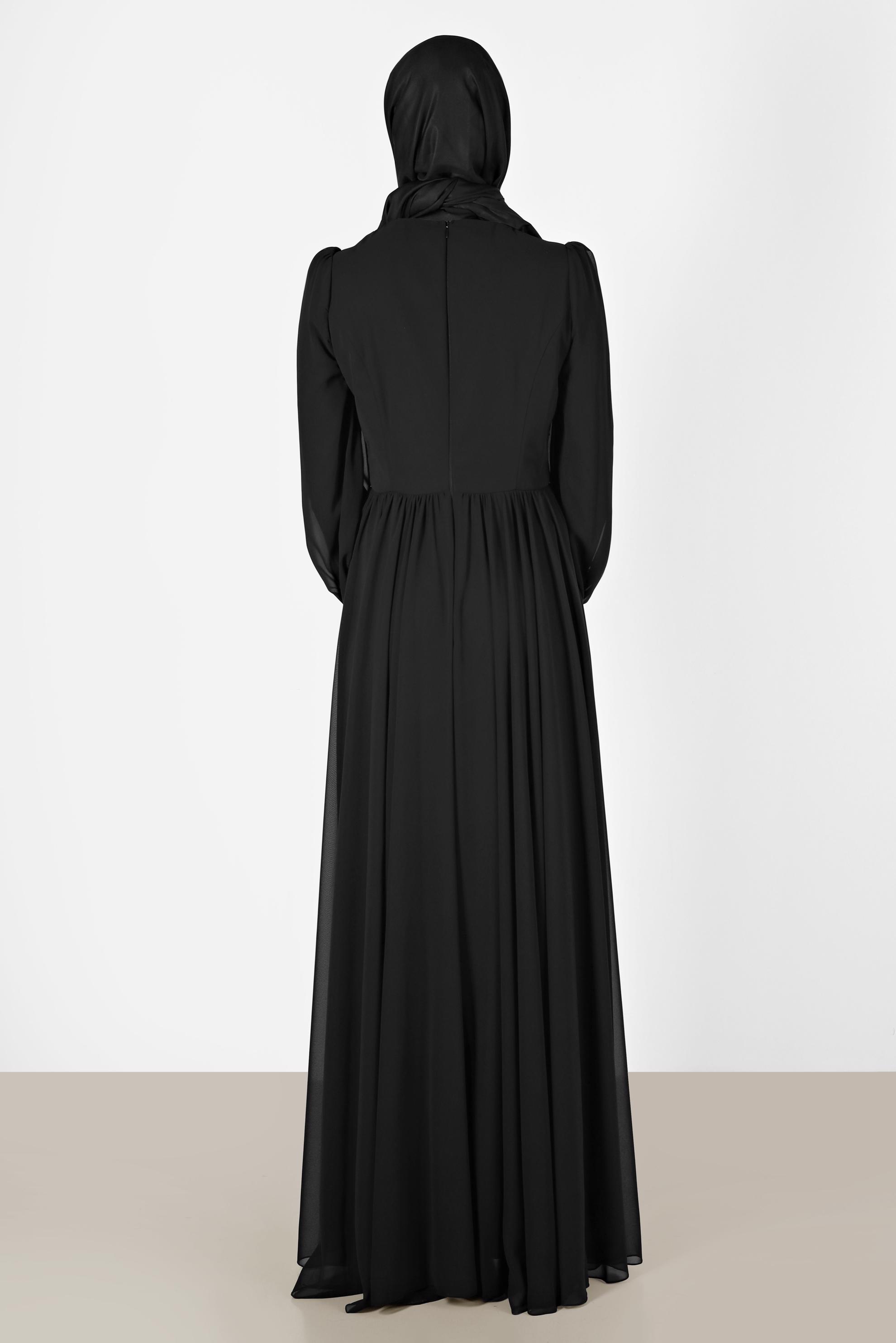 Tesettür giyim SİYAH TAŞ DETAYLI ŞİFON ABİYE 50221