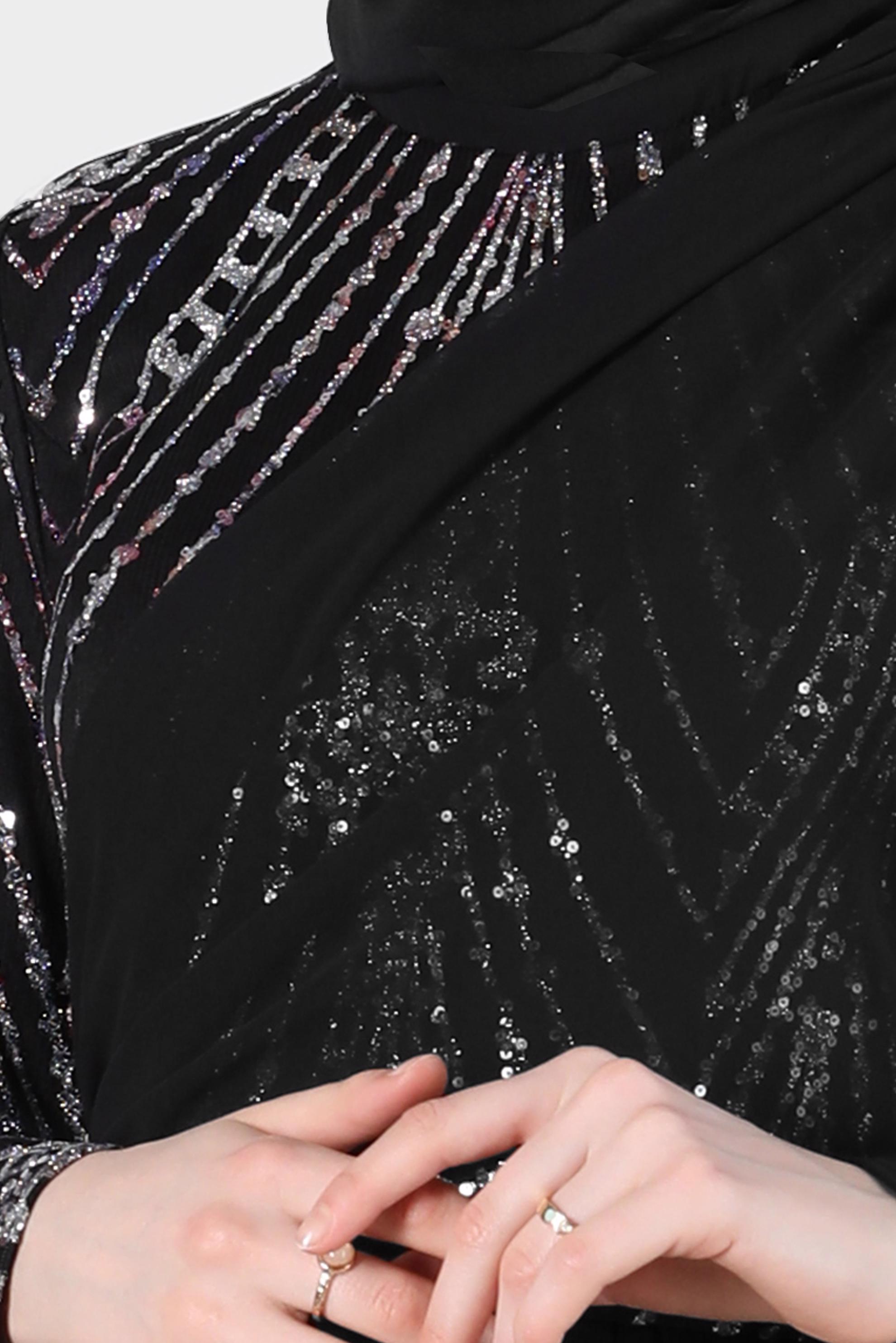 Tesettür giyim PUDRA TAŞ DETAYLI KUŞAKLI ABİYE ELBİSE 50222 