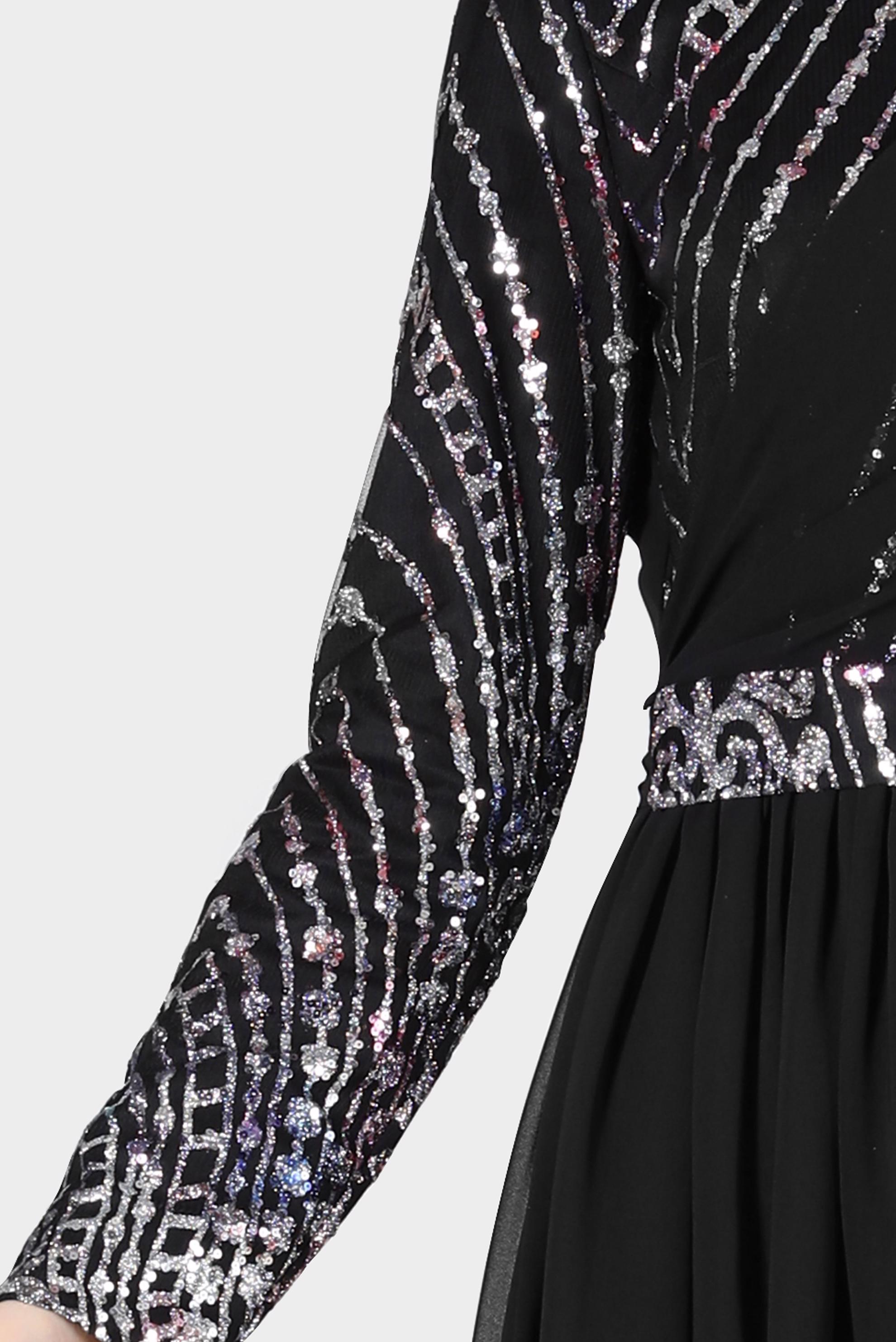 Tesettür giyim LACİVERT TAŞ DETAYLI KUŞAKLI ABİYE ELBİSE 50222 