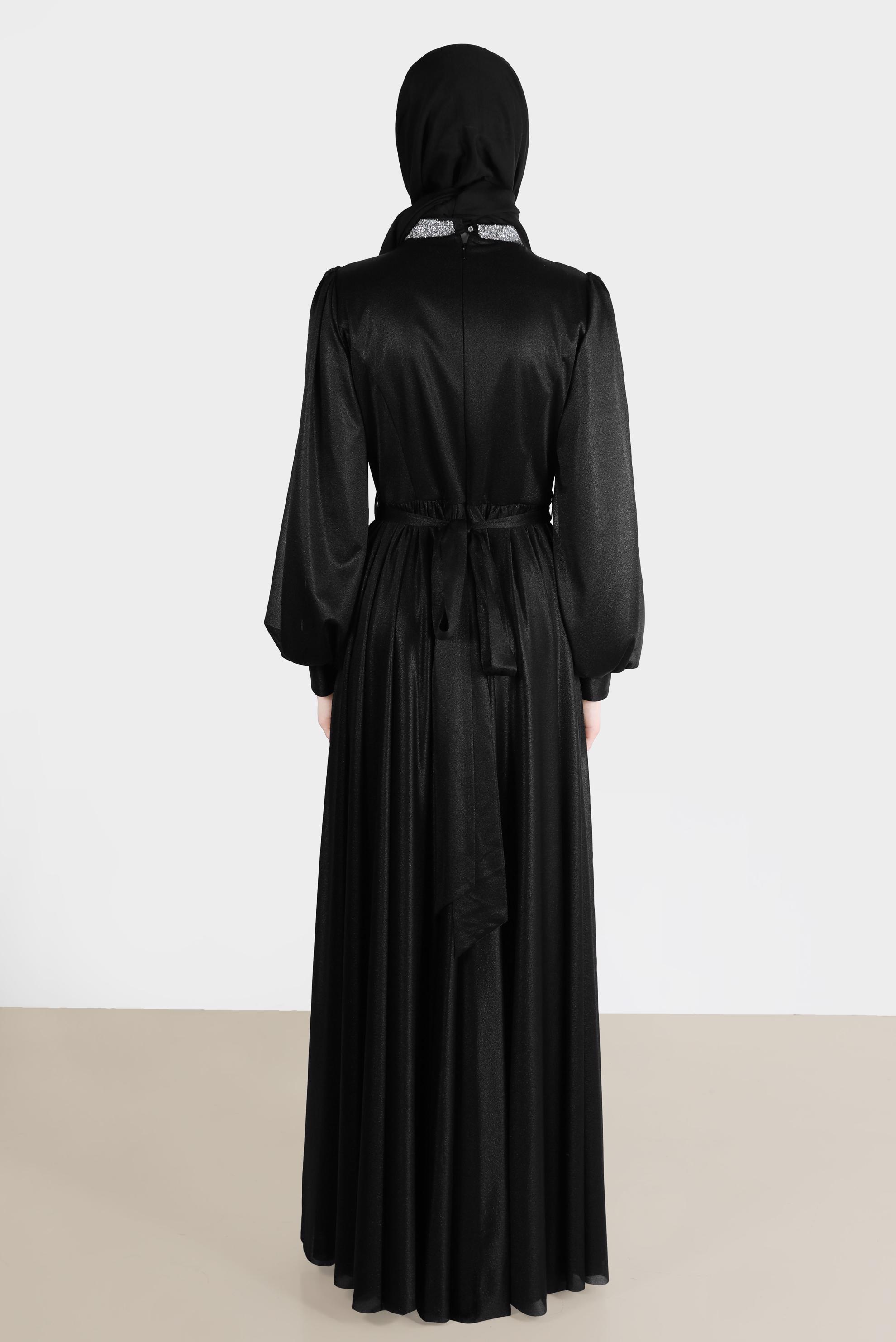 Tesettür giyim SİYAH TAŞLI FOİL ABİYE 50223	