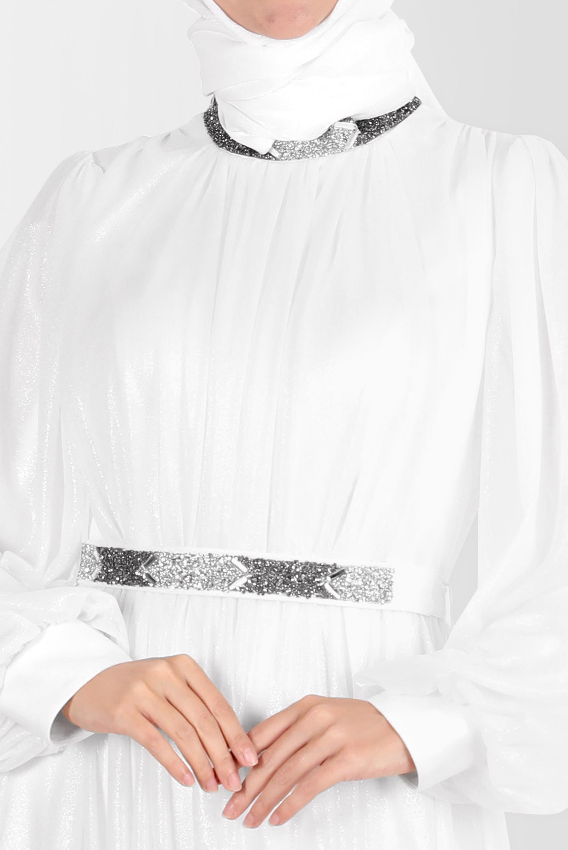 Tesettür giyim BEYAZ TAŞLI FOİL ABİYE 50223	