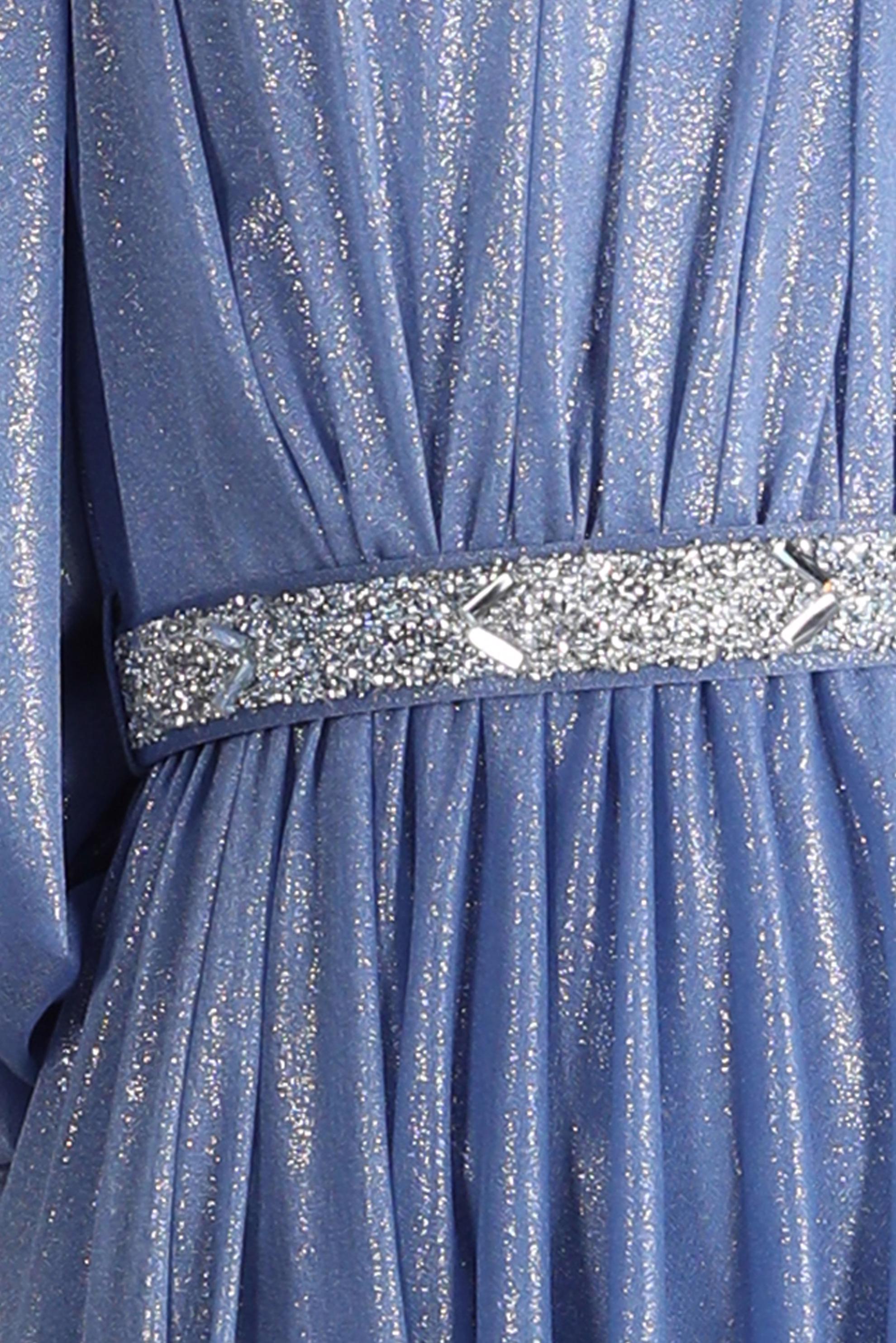 Tesettür giyim MAVİ TAŞLI FOİL ABİYE 50223	