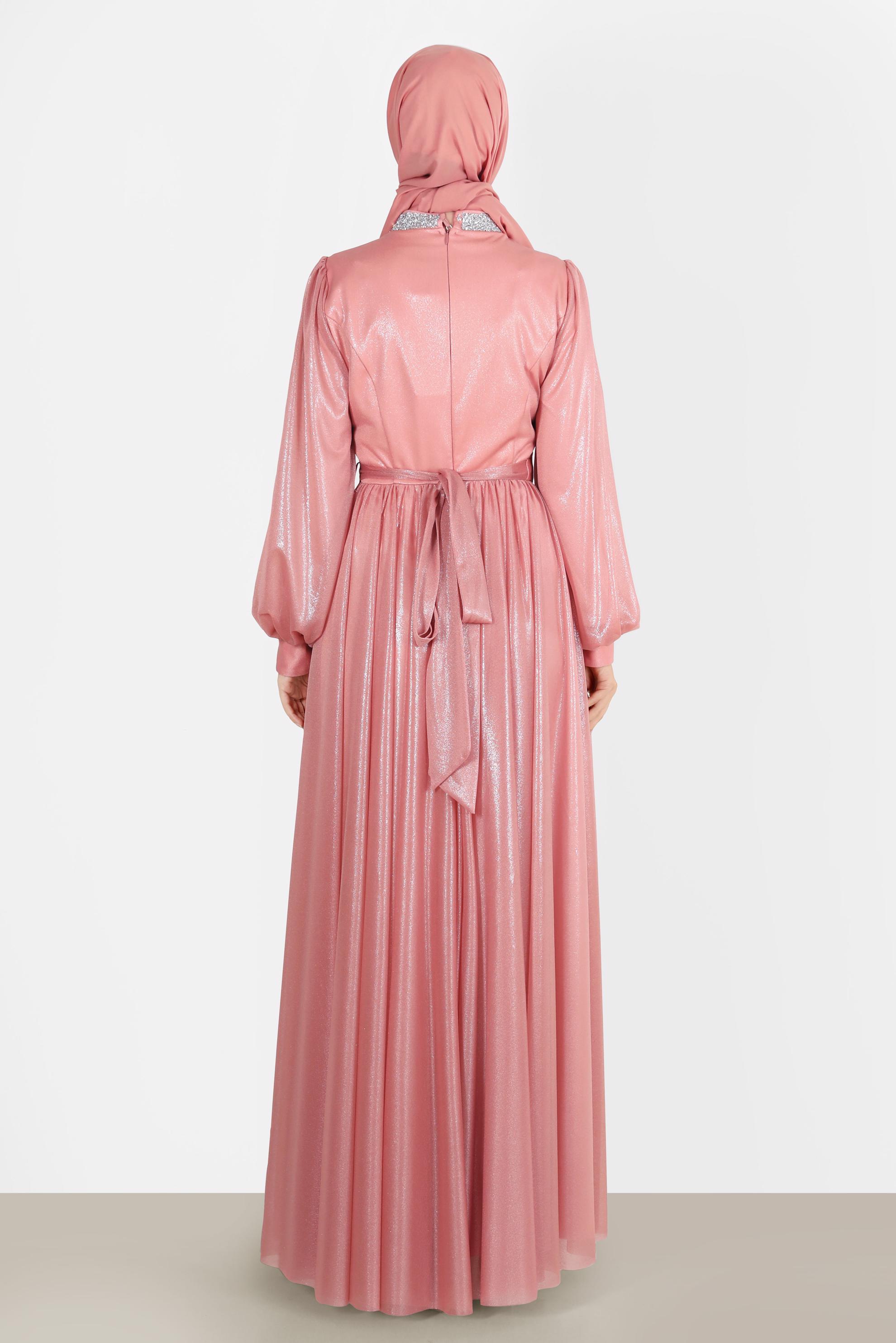 Tesettür giyim PUDRA TAŞLI FOİL ABİYE 50223	