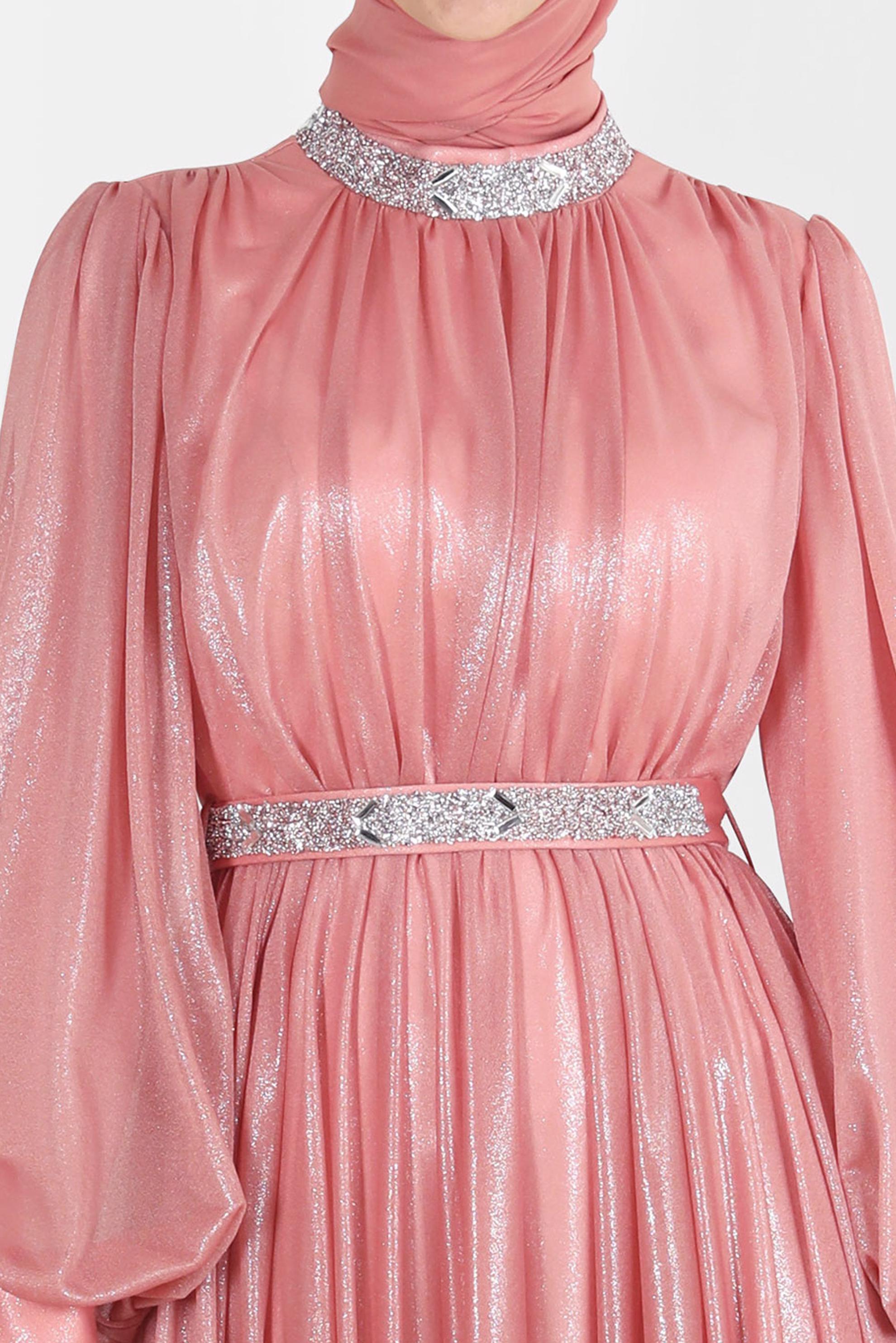 Tesettür giyim PUDRA TAŞLI FOİL ABİYE 50223	