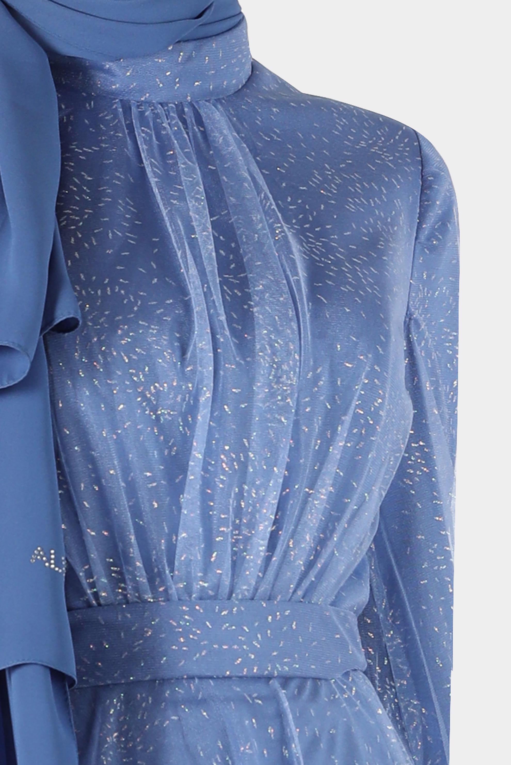 Tesettür giyim LACİVERT SİMLİ TÜLLÜ ABİYE 50225 