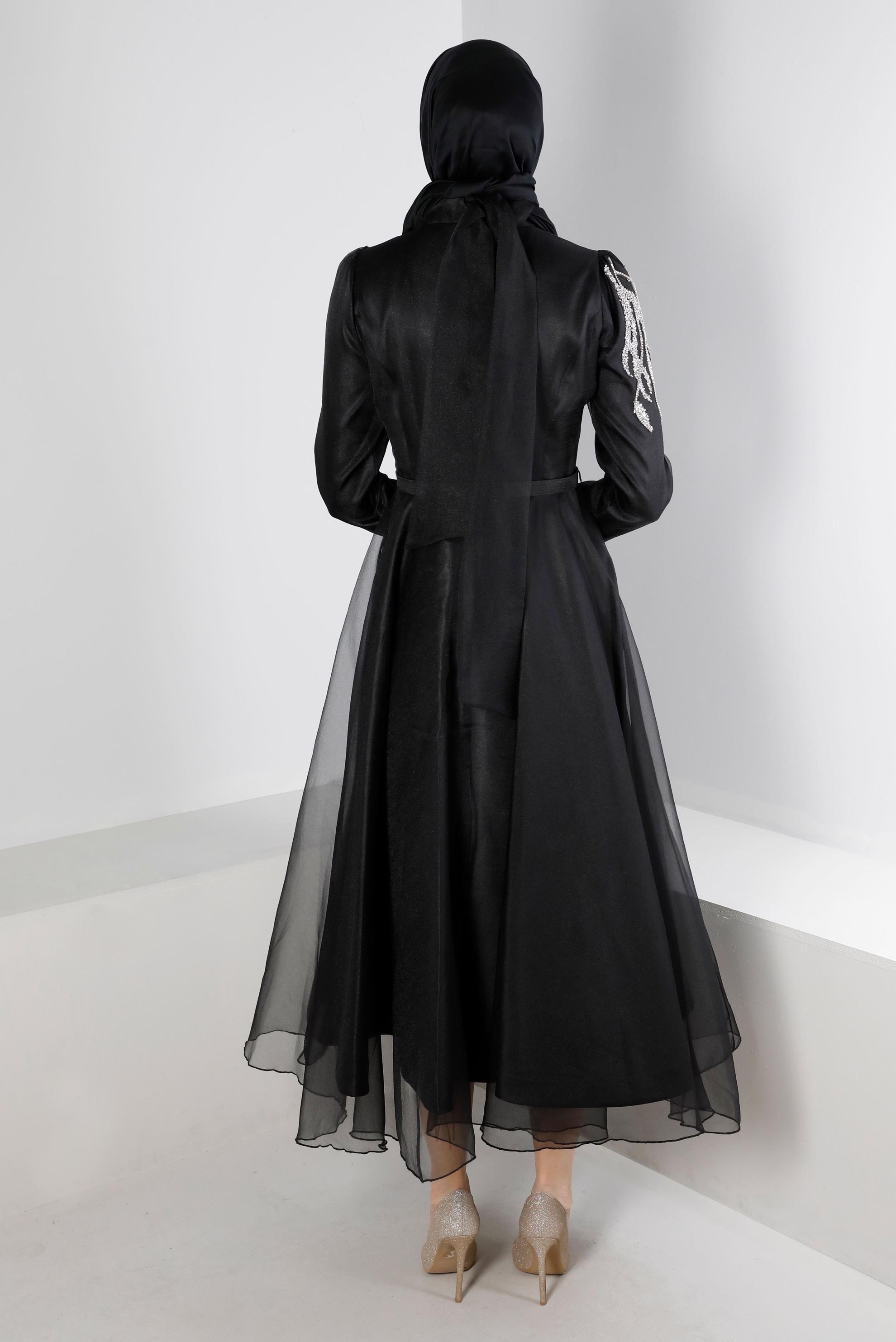 Vêtements hijab NOIR ROBE DE SOIRÉE BRODÉE GEMME 50226