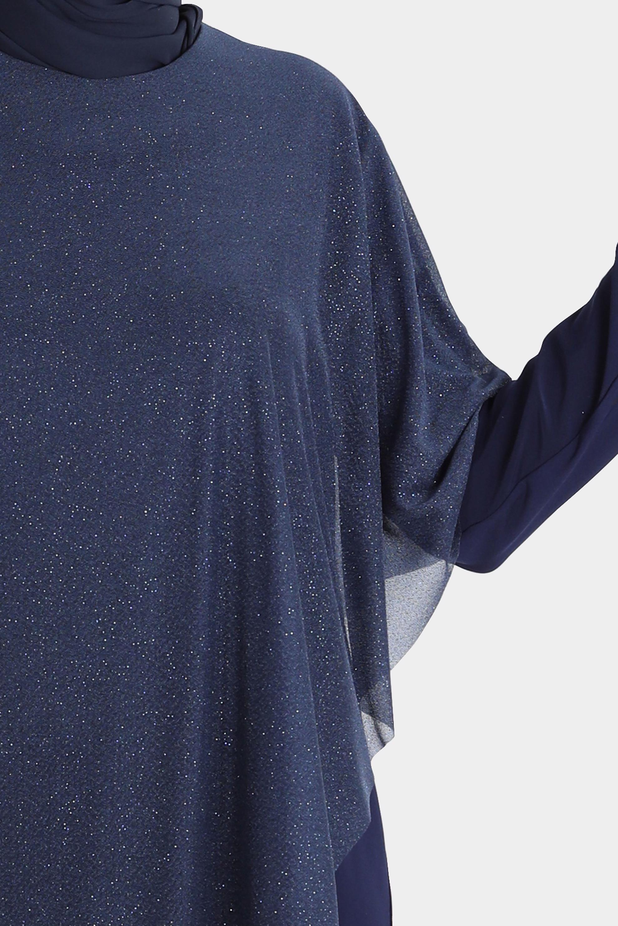 Tesettür giyim LACİVERT SİMLİ TÜLLÜ ABİYE İKİLİ PANT. TAKIM 50239 